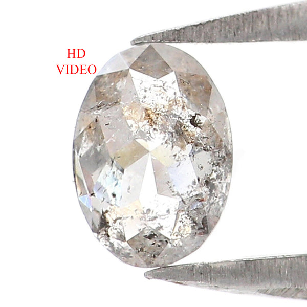 0.34 CT Natural Loose Oval Shape Diamond Salt And Pepper Oval Rose Cut Diamond 5.30 MM Black Grey Color Oval Shape Rose Cut Diamond KQ2281