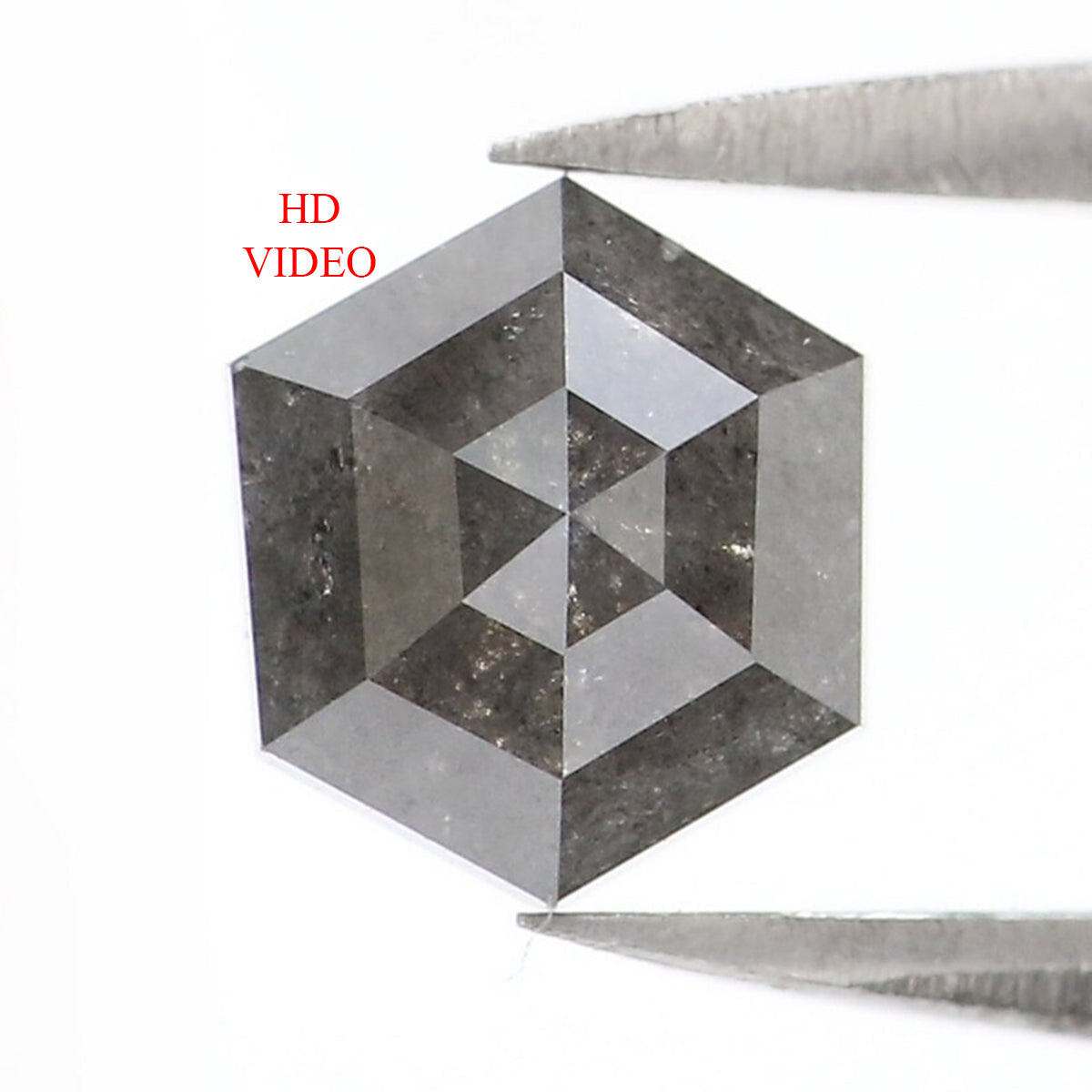 0.98 CT Natural Loose Hexagon Cut Diamond Salt And Pepper Hexagon Diamond 6.00 MM Natural Loose Black Grey Color Hexagon Cut Diamond KQ1458