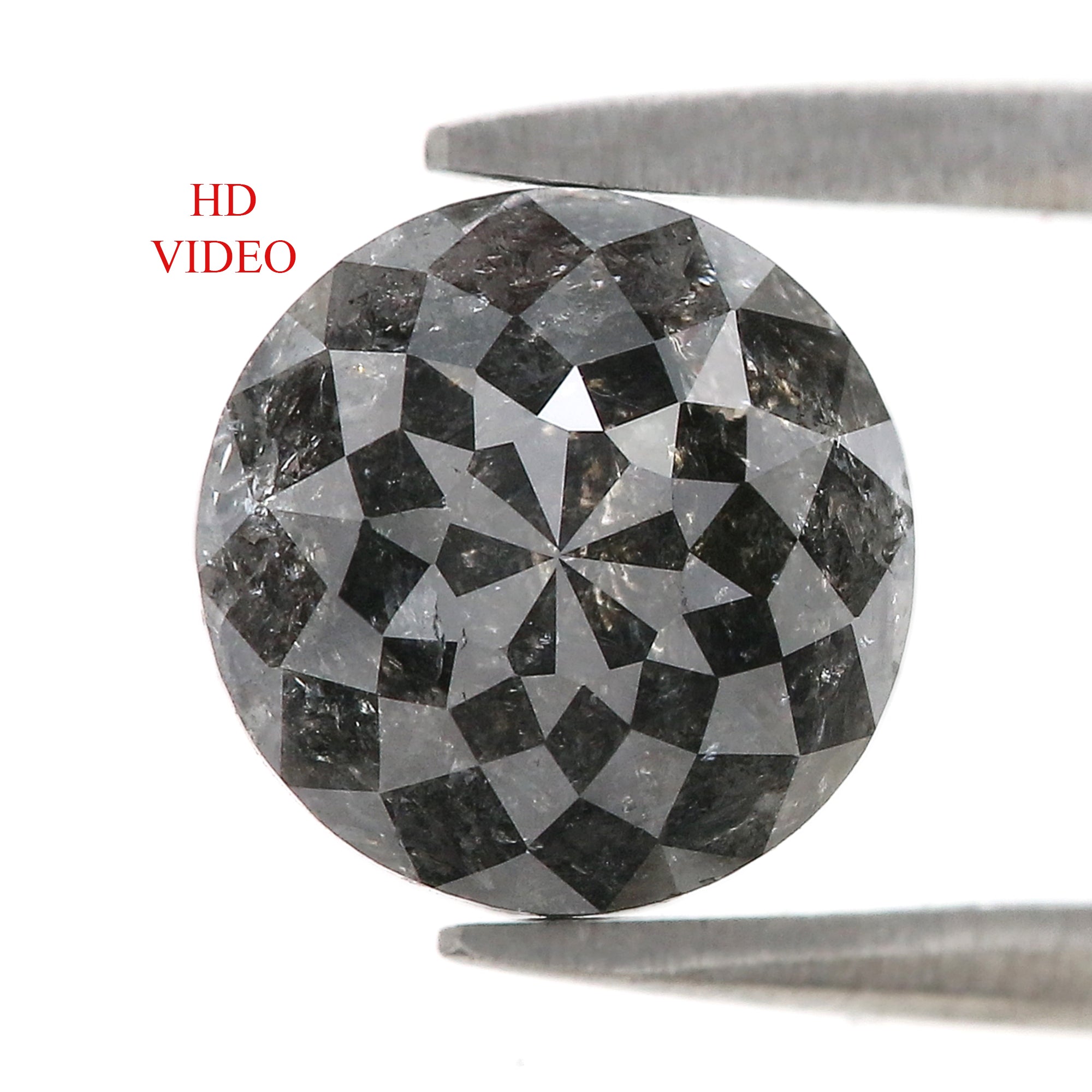 Natural Round Salt and Pepper Diamond 2.49 CT Loose Round Rose Cut Black Grey Stone 8.15 MM Rustic Diamond For Custom Engagement Ring L3683
