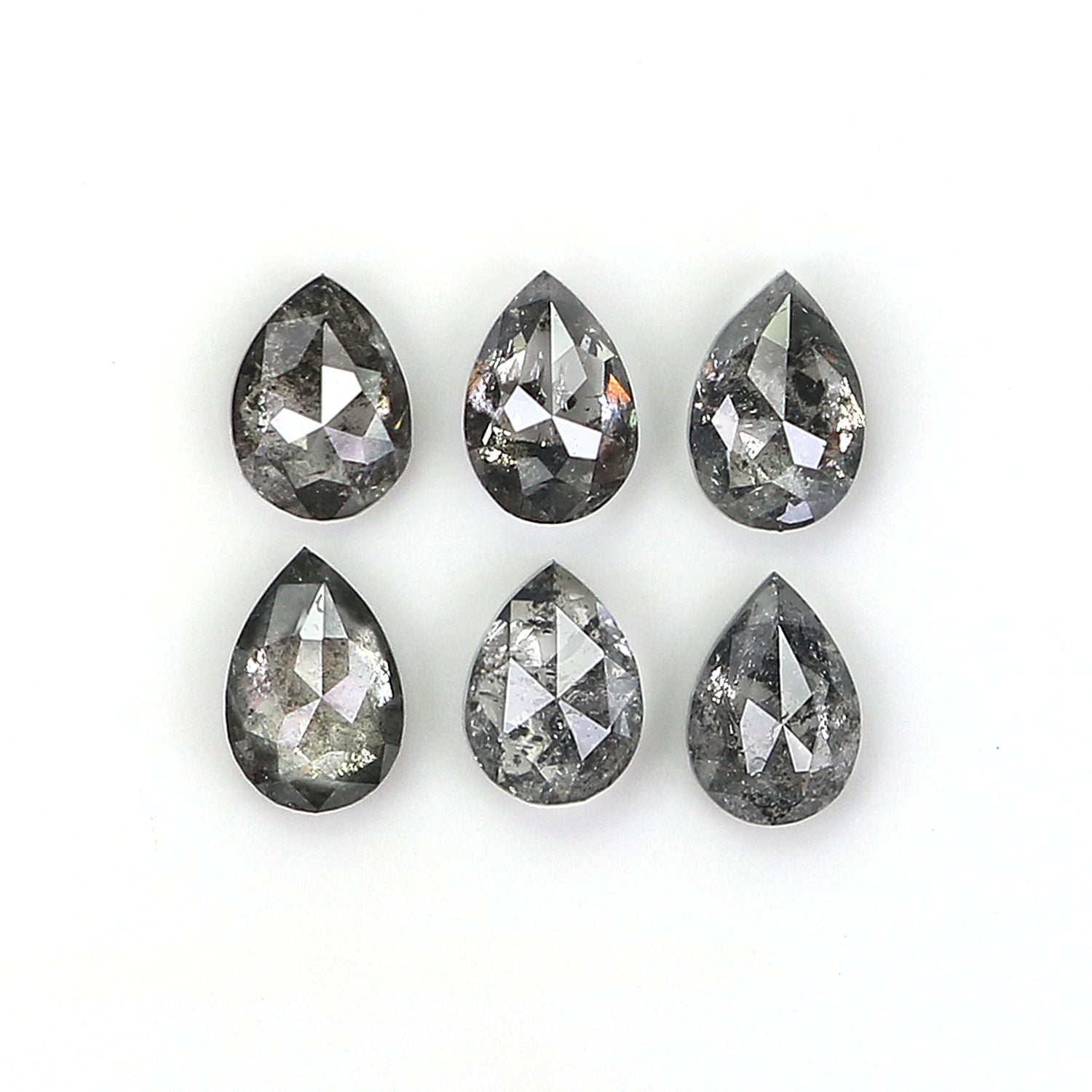 1.01 CT Natural Loose Pear Shape Diamond Salt And Pepper Pear Diamond 4.40 MM Natural Loose Black Grey Color Pear Rose Cut Diamond QL1275