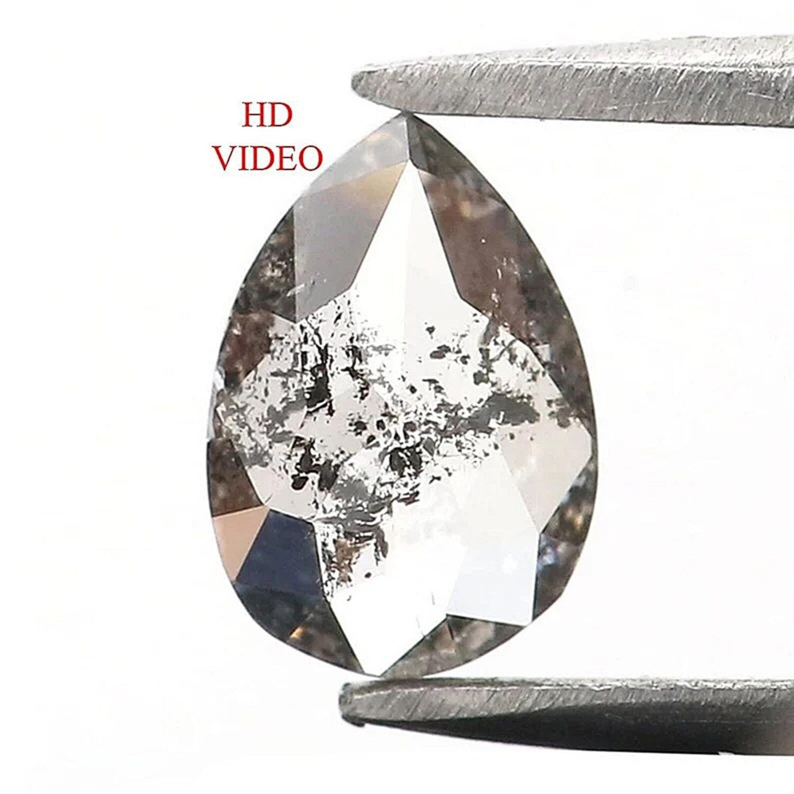 0.28 CT Natural Loose Pear Shape Diamond Salt And Pepper Pear Cut Diamond 5.30 MM Natural Loose Black Gray Color Pear Rose Cut Diamond NQ220