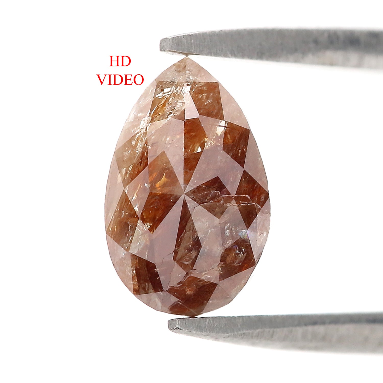 Natural Pear Brown Diamond 1.97 CT Loose Rose Cut Brown Stone 9.50 MM Rustic Diamond Pear Diamond For Custom Engagement Ring L3653