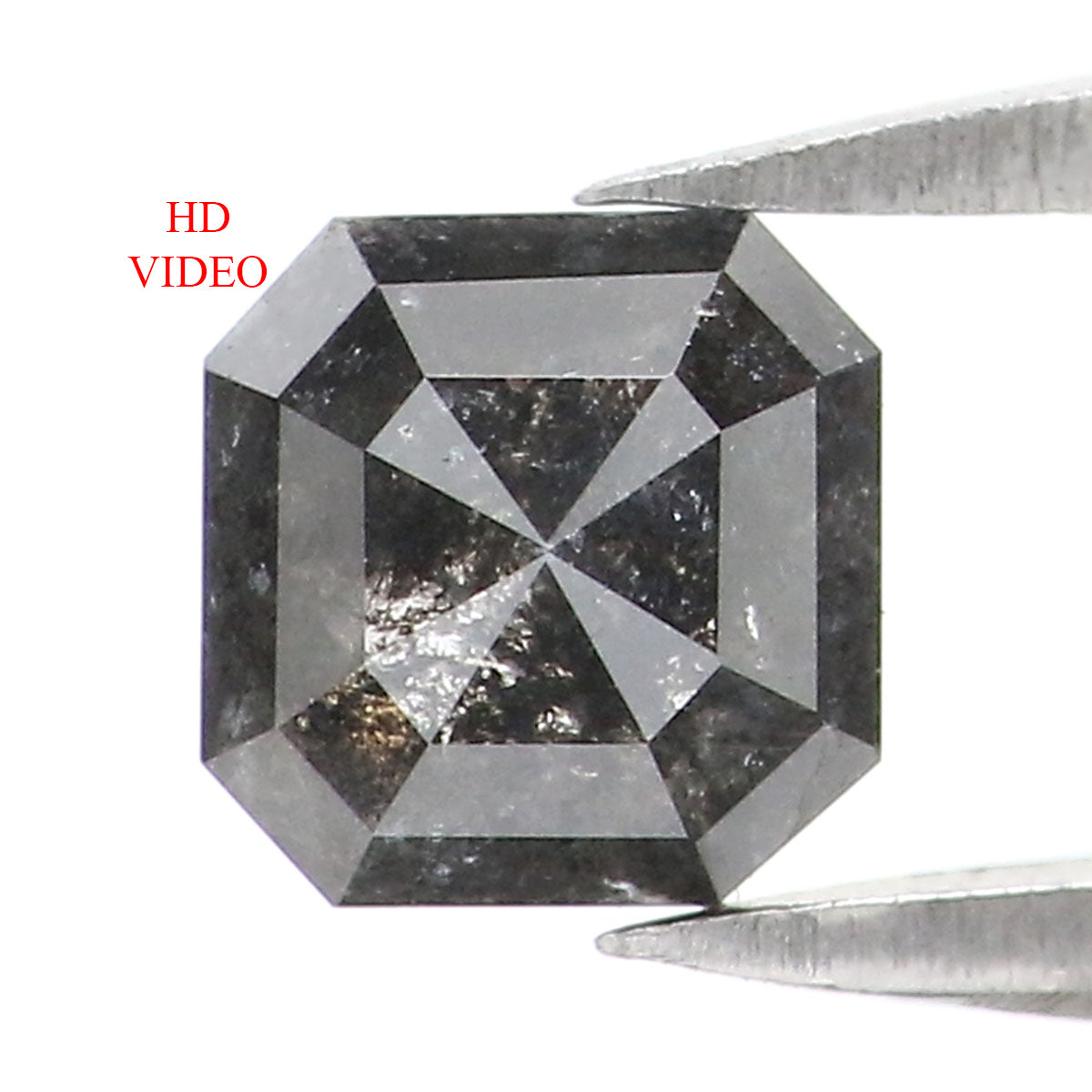 Natural Loose Radiant Salt And Pepper Diamond Black Grey Color 0.69 CT 4.85 MM Radiant Shape Rose Cut Diamond L8147