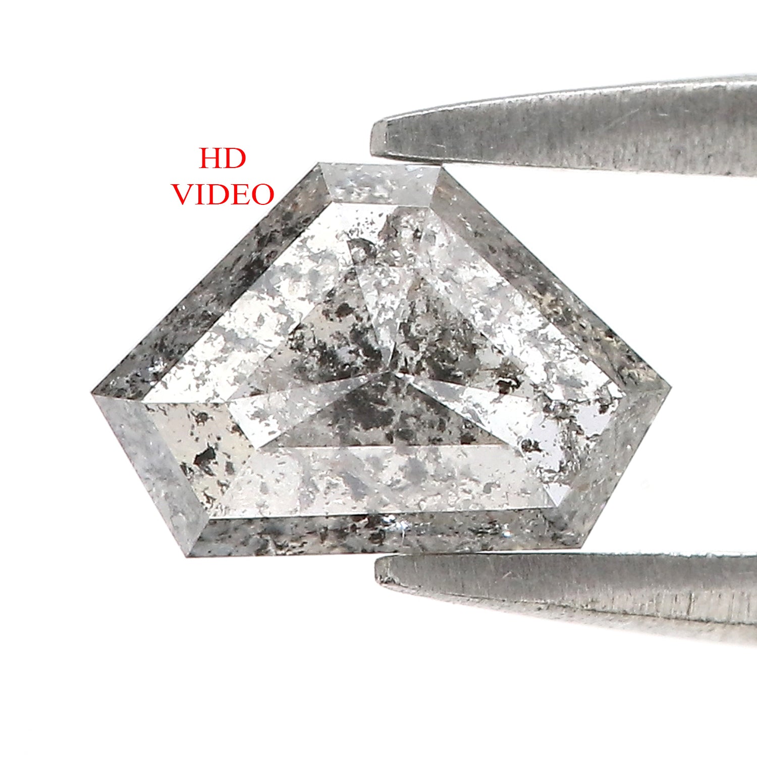 1.09 Ct Natural Loose Shield Shape Diamond Salt And Pepper Shield Cut Diamond 5.45 MM Black Gray Color Shield Shape Rose Cut Diamond QL253