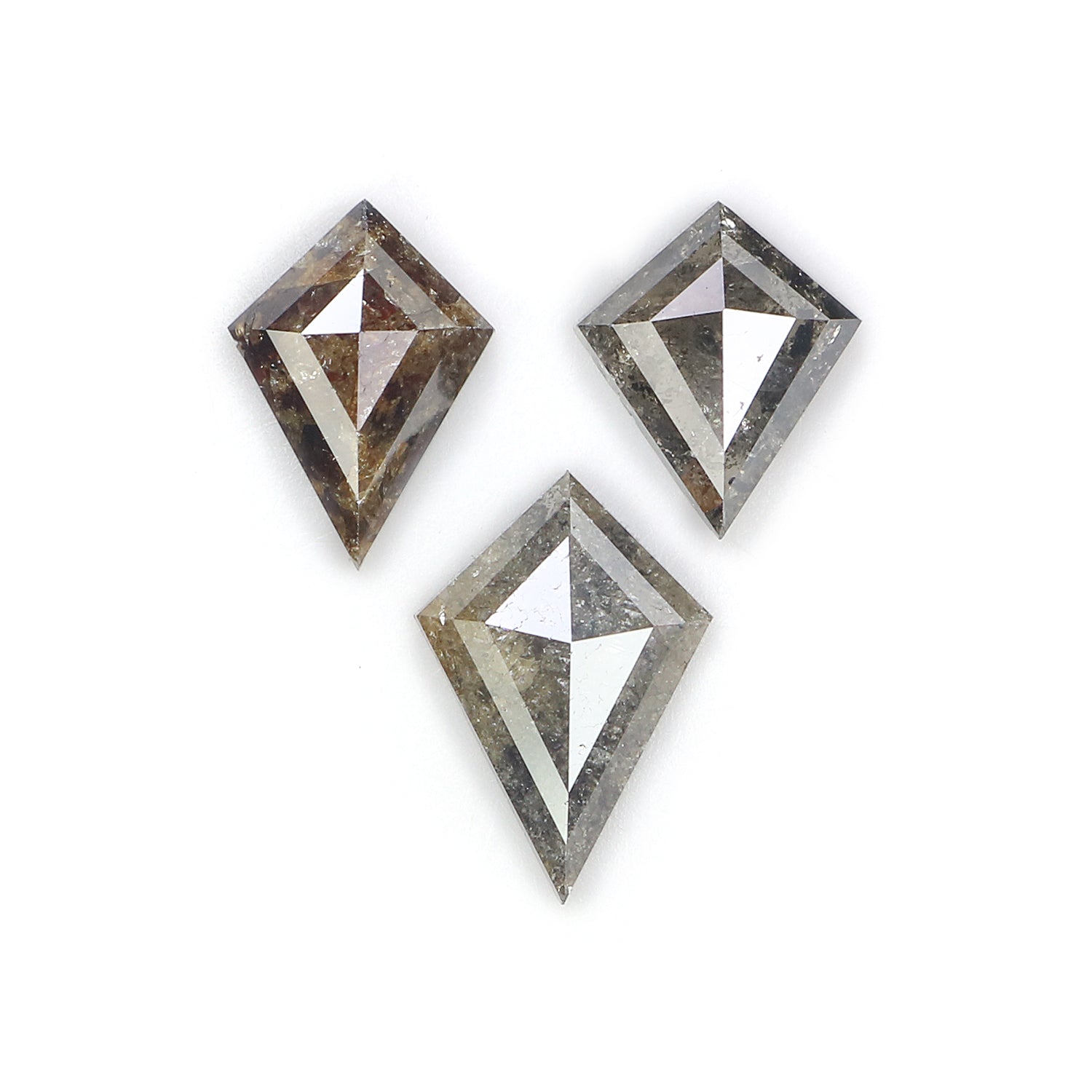 1.92 CT Natural Loose Kite Shape Diamond Salt And Pepper Kite Cut Diamond 9.25 MM Natural Black Grey Color Kite Rose Cut Diamond L3443