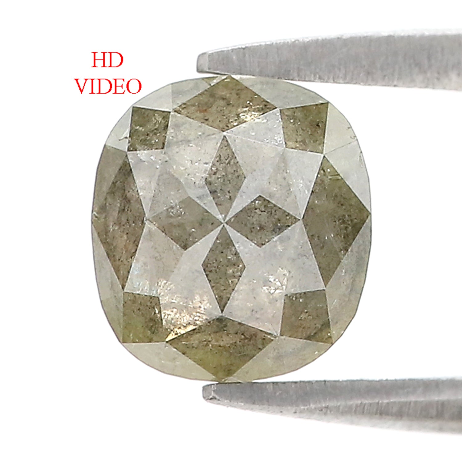 Natural Cushion Grey Diamond 1.65 CT Loose Rose Cut Grey Stone 7.35 MM Rustic Diamond Cushion Diamond For Custom Engagement Ring L3631