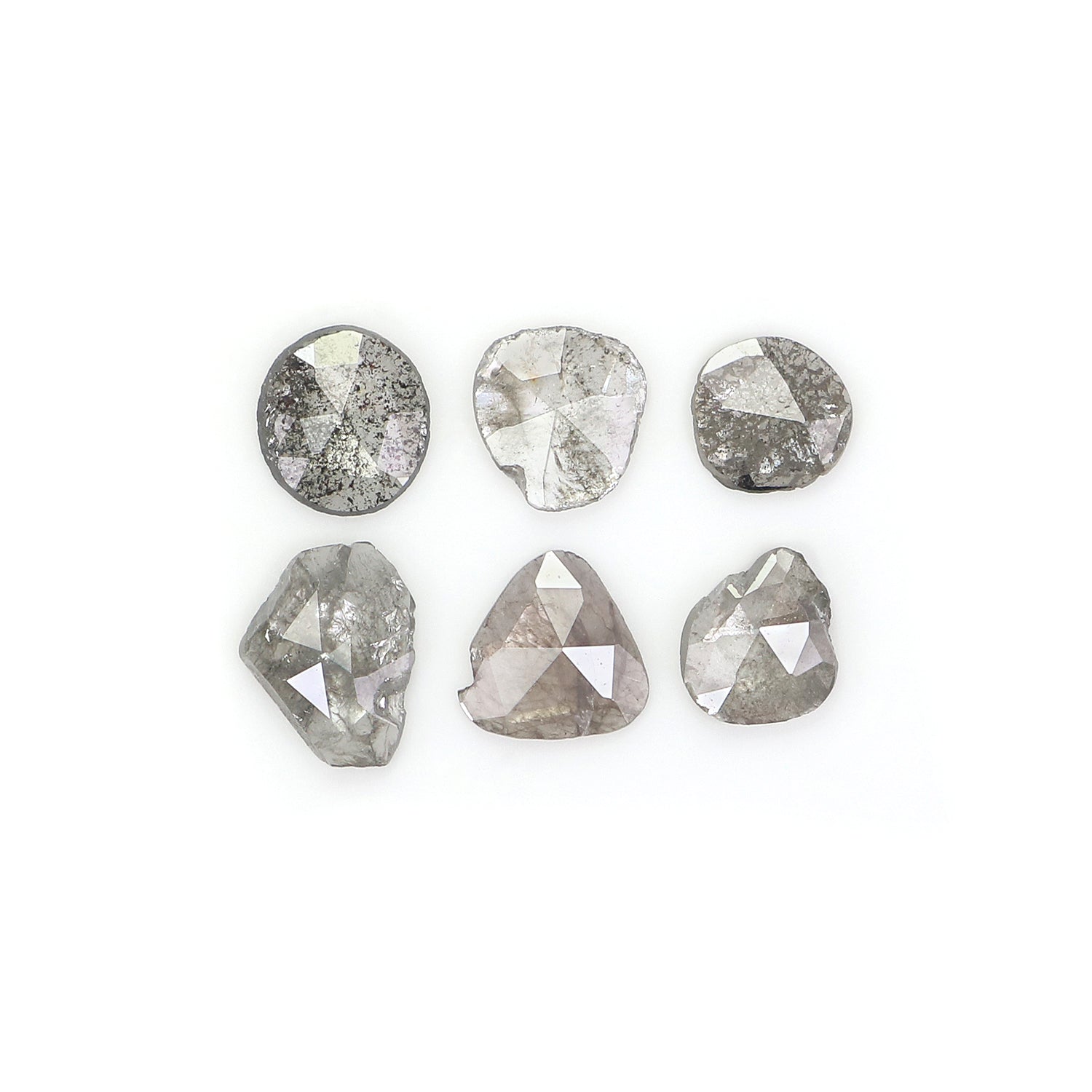 0.75 CT Natural Loose Slice Shape Diamond Salt And Pepper Irregular Cut Diamond 3.60 MM Black Grey Color Slice Shape Rose Cut Diamond NQ1645