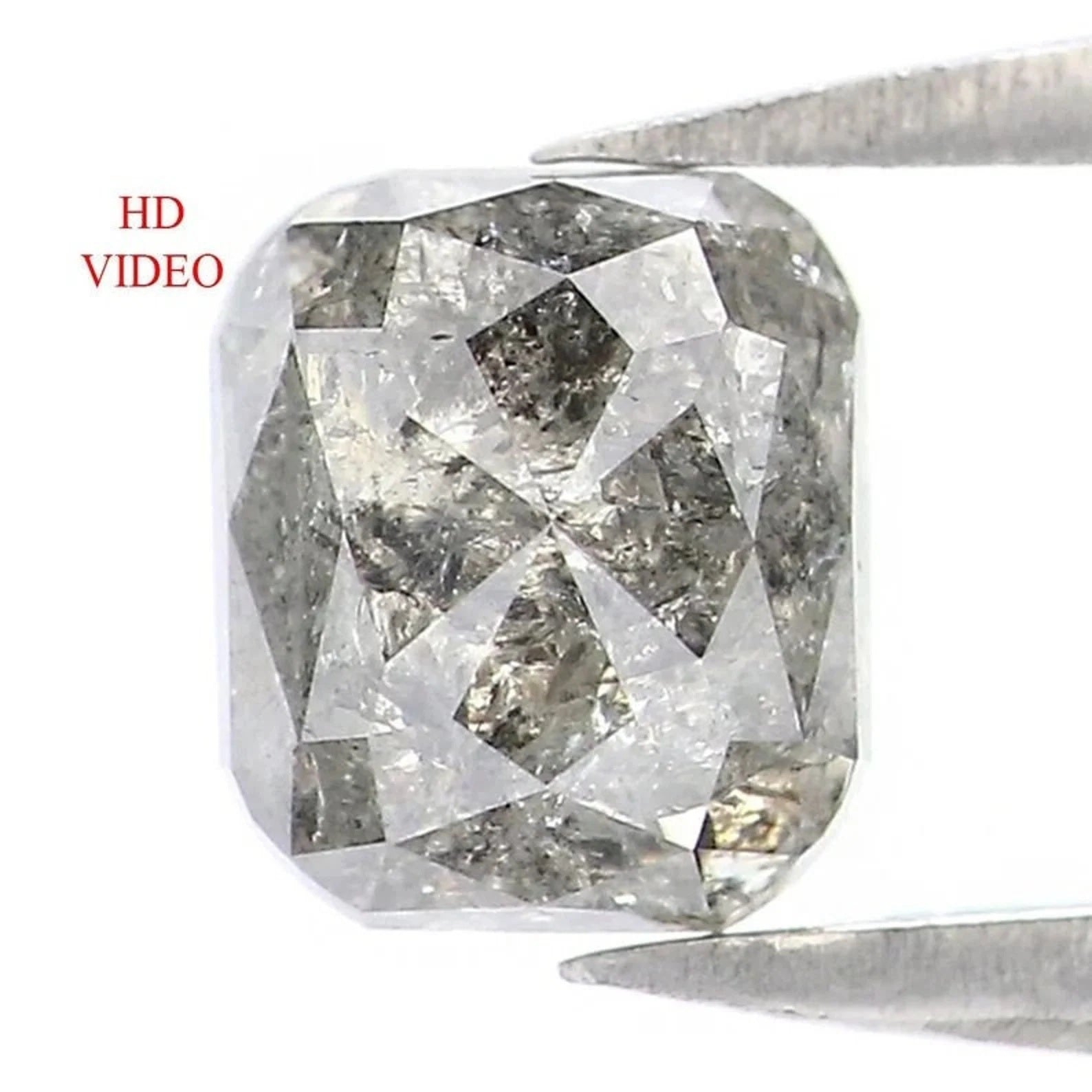 0.95 CT Natural Loose Cushion Shape Diamond Salt And Pepper Cushion Diamond 5.60 MM Black Grey Color Cushion Shape Rose Cut Diamond NQ9545