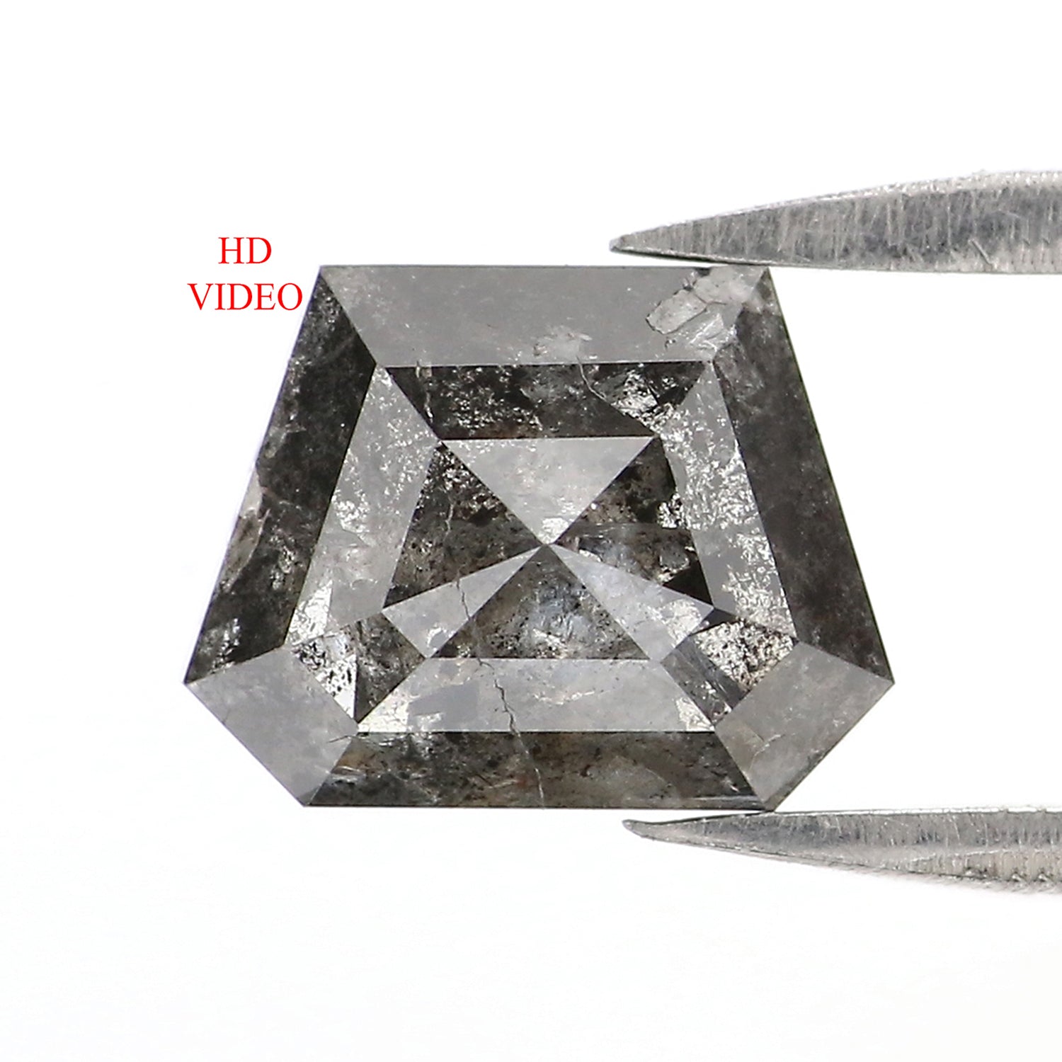 1.77 Ct Natural Loose Coffin Shape Diamond Salt And Pepper Coffin Diamond 6.30 MM Natural Black Gray Diamond Coffin Rose Cut Diamond LQ2870