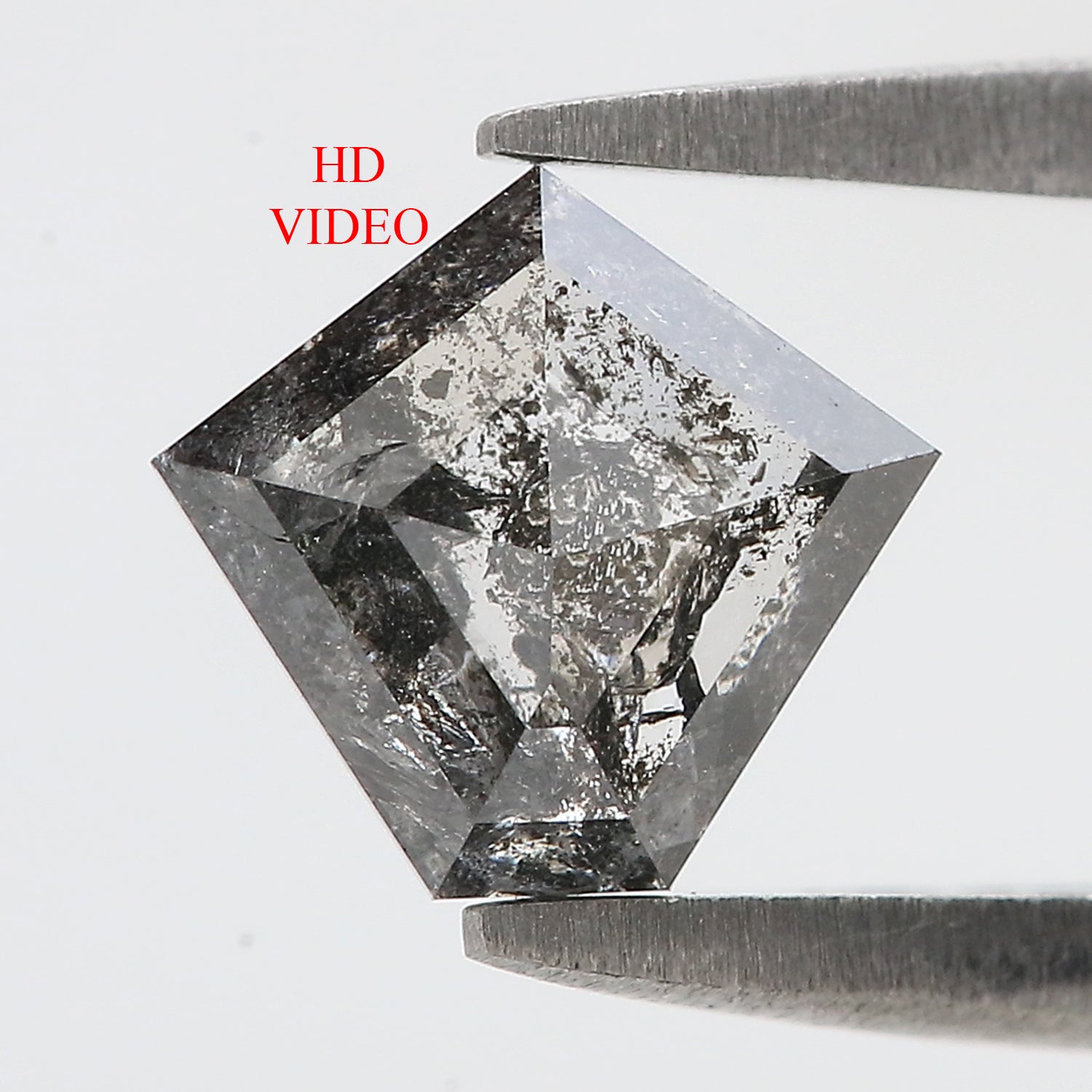 1.12 Ct Natural Loose Pentagon Shape Diamond Salt And Pepper Pentagon Cut Diamond 6.85 MM Black Gray Color Pentagon Rose Cut Diamond QL1501