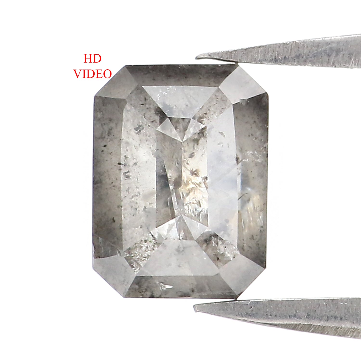 1.27 CT Natural Loose Emerald Shape Diamond Salt And Pepper Emerald Diamond 7.15 MM Natural Black Grey Color Emerald Rose Cut Diamond LC27