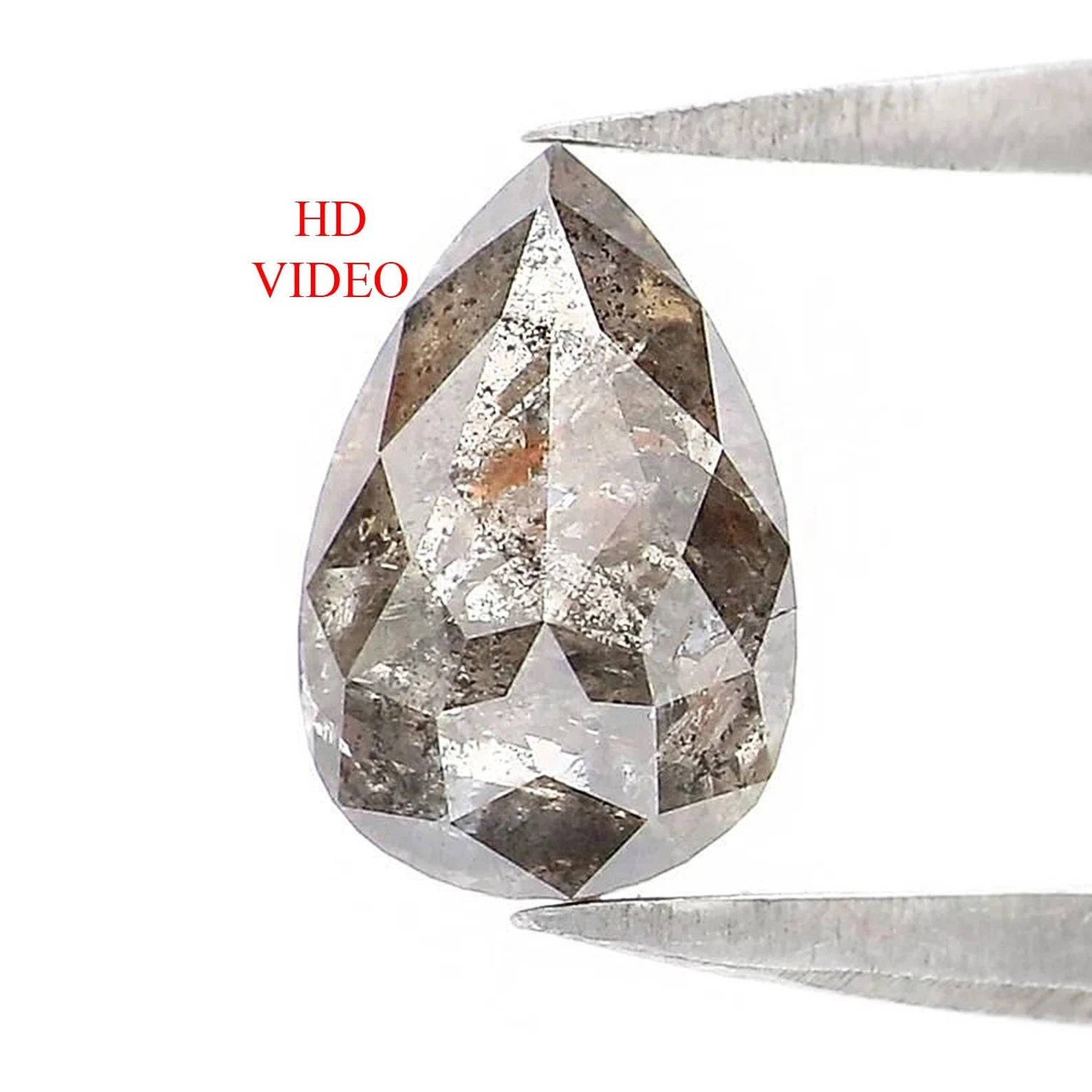 0.65 CT Natural Loose Pear Shape Diamond Salt And Pepper Pear Diamond 7.40 MM Natural Diamond Black Grey Color Pear Rose Cut Diamond N2046