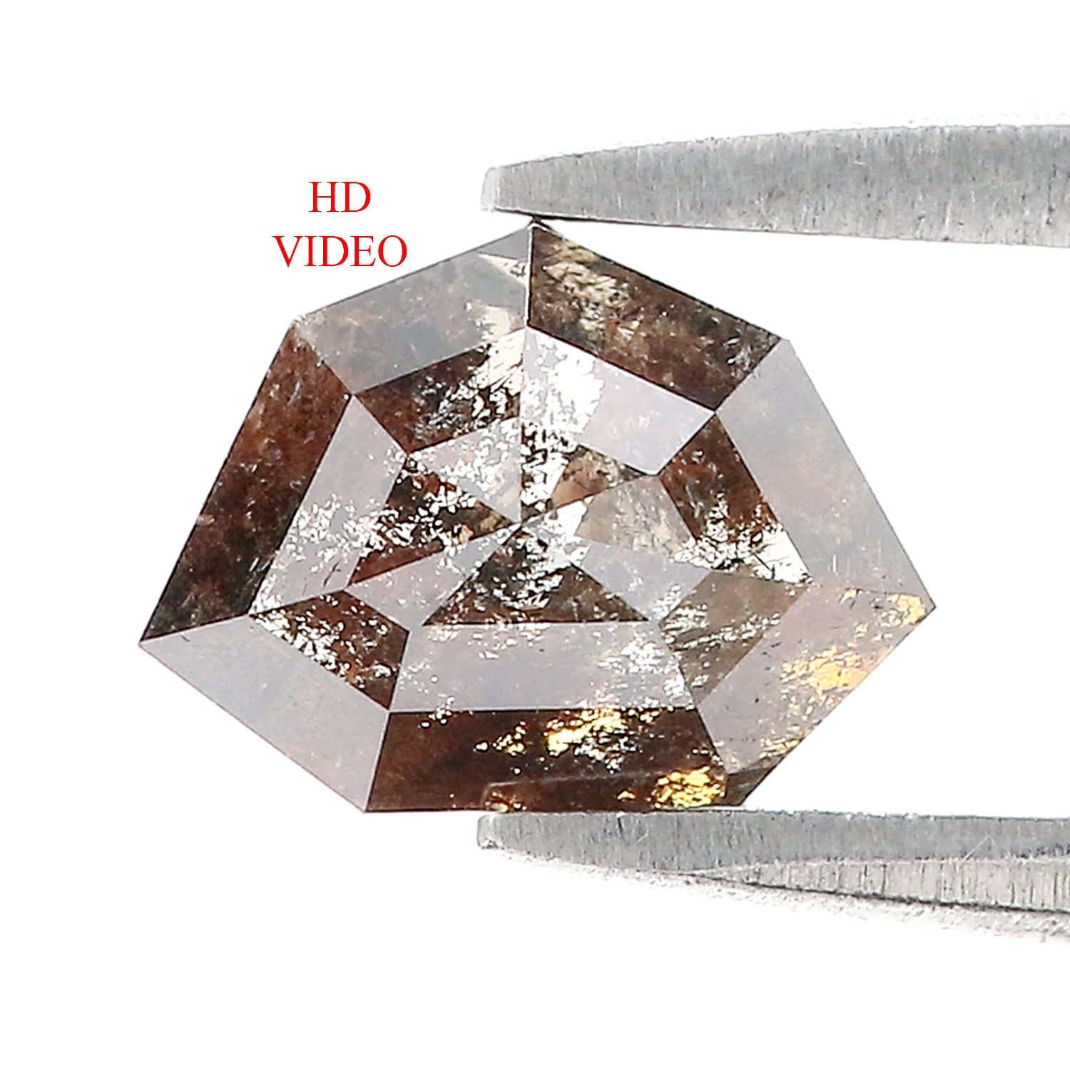 1.69 CT Natural Loose Shield Shape Diamond Salt And Pepper Shield Cut Diamond 6.40 MM Natural Brown Color Shield Rose Cut Diamond L3469