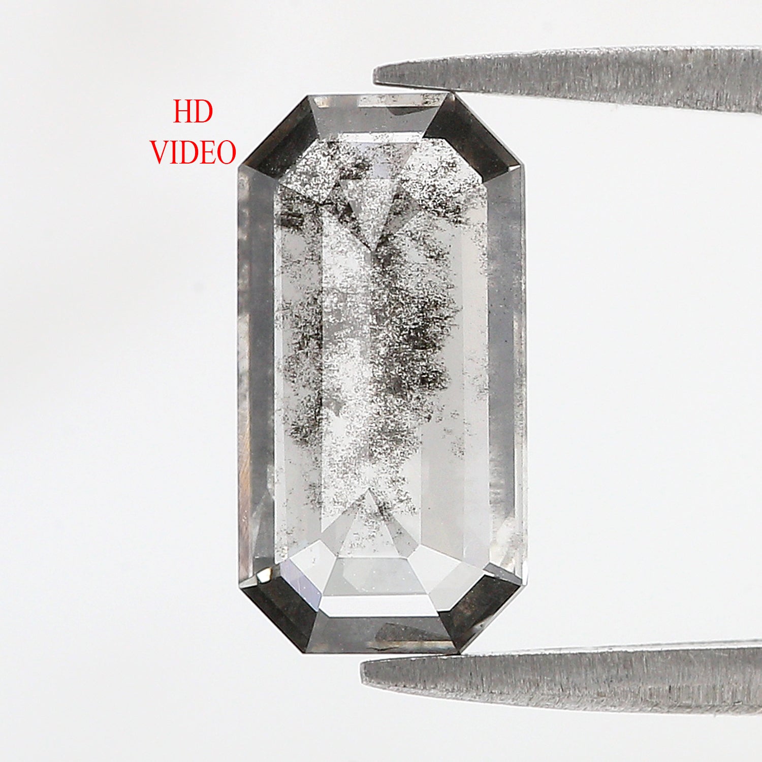 2.23 CT Emerald Rose Cut Salt And Pepper Lab Grown 12.90 MM Loose Diamond CVD Fancy Black Grey Color Lab Created Antique Cut Diamonds L3521