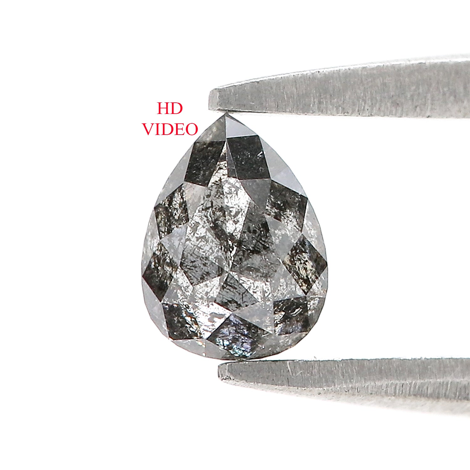 0.52 Ct Natural Loose Pear Shape Diamond Salt And Pepper Pear Cut Diamond 5.55 MM Natural Black Grey Diamond Pear Rose Cut Diamond LQ9020