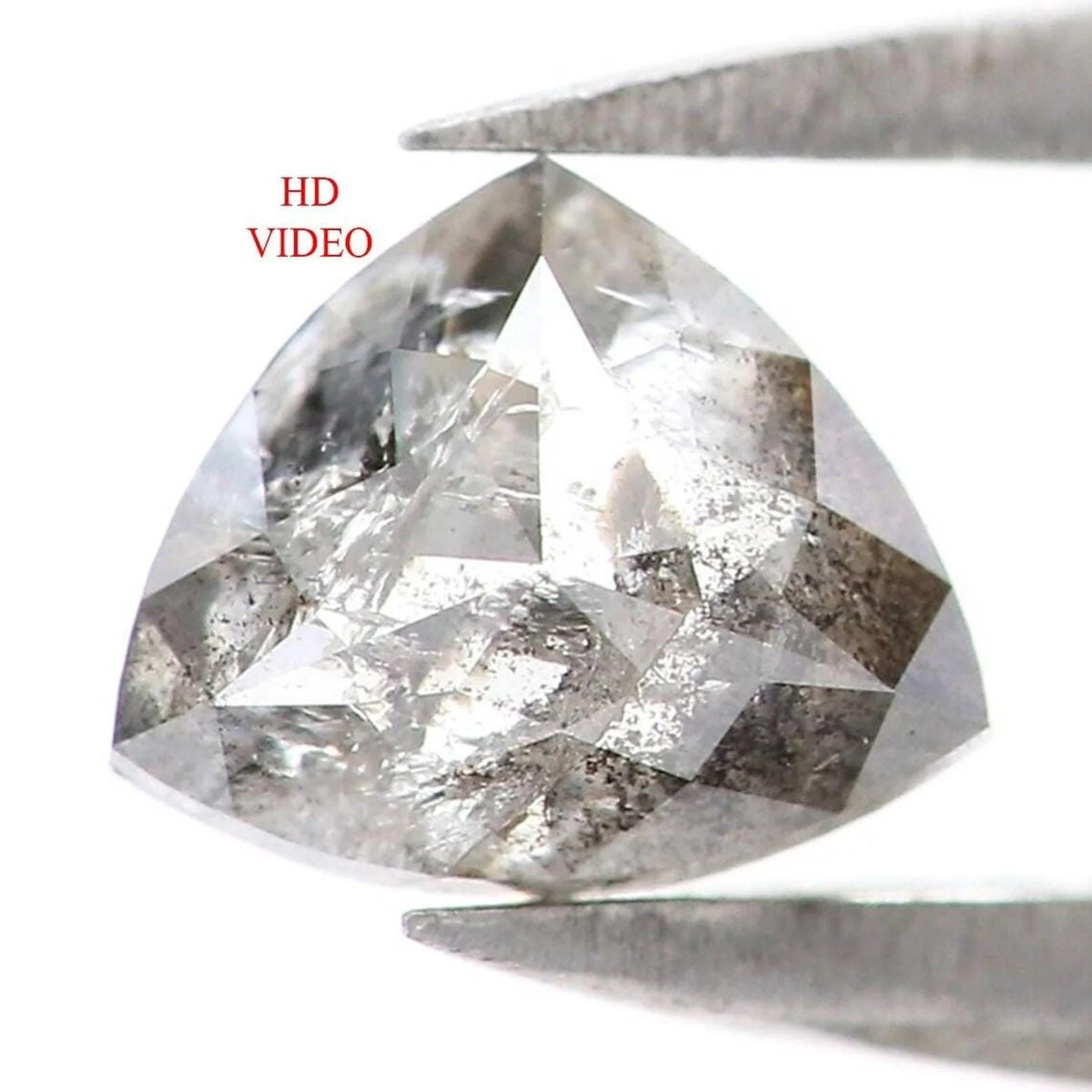 0.39 CT Natural Loose Triangle Diamond Salt And Pepper Triangle Diamond 4.35 MM Natural Black Grey Color Triangle Rose Cut Diamond NQ9974