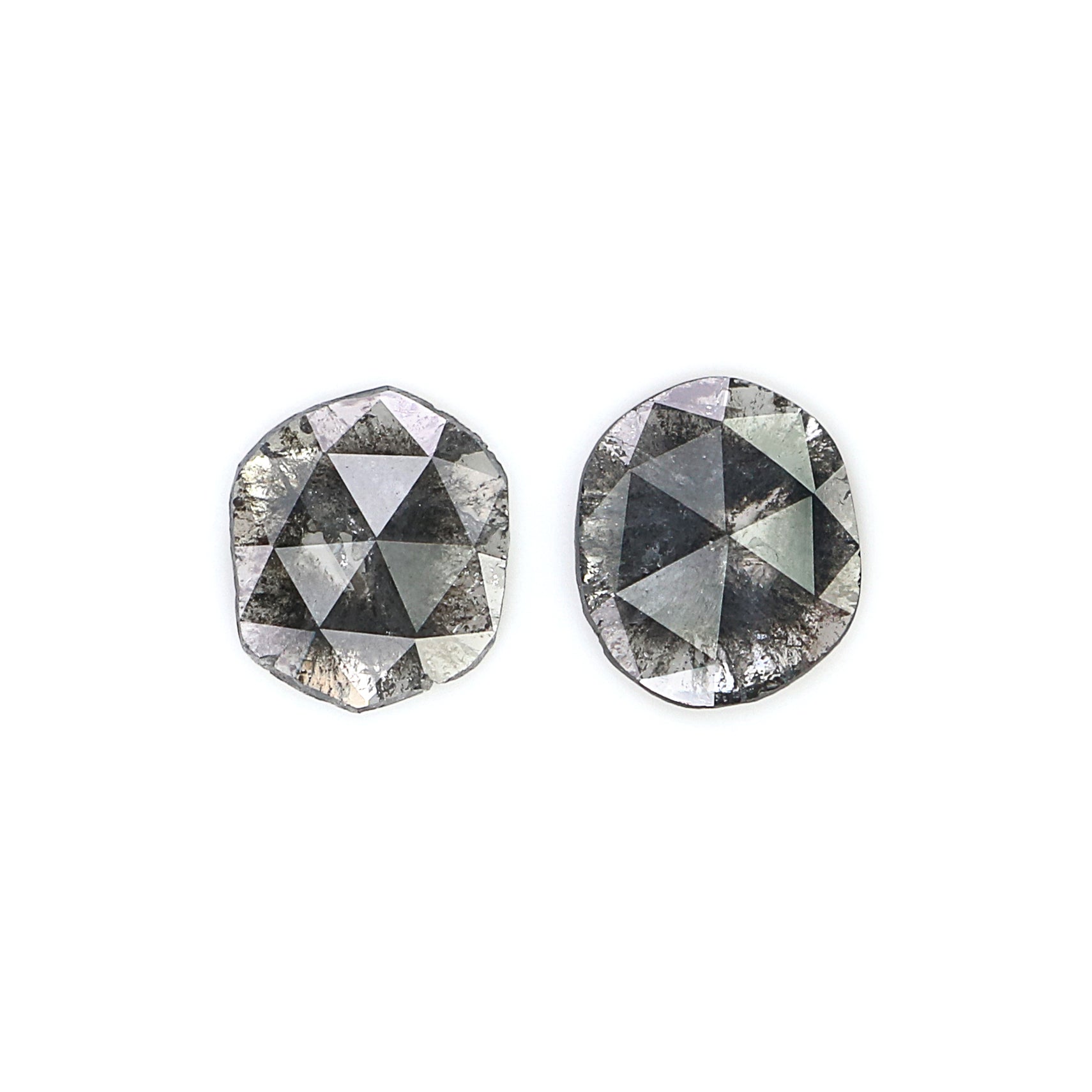 0.79 CT Natural Loose Slice Shape Diamond Salt And Pepper Slice Uncut Diamond 7.35 MM Natural Black Grey Diamond Irregular Cut Diamond L3586