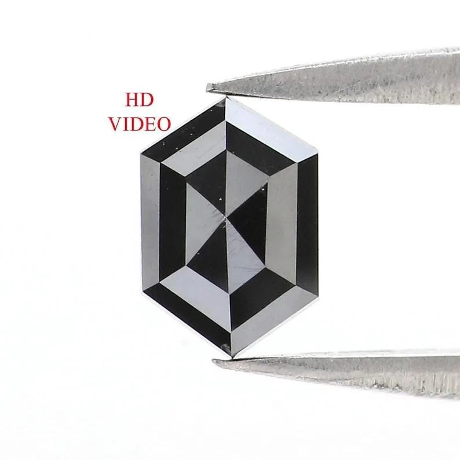 0.47 CT Natural Loose Hexagon Shape Diamond Black Color Hexagon Diamond 6.35 MM Natural Loose Black Color Hexagon Rose Cut Diamond NQ2298