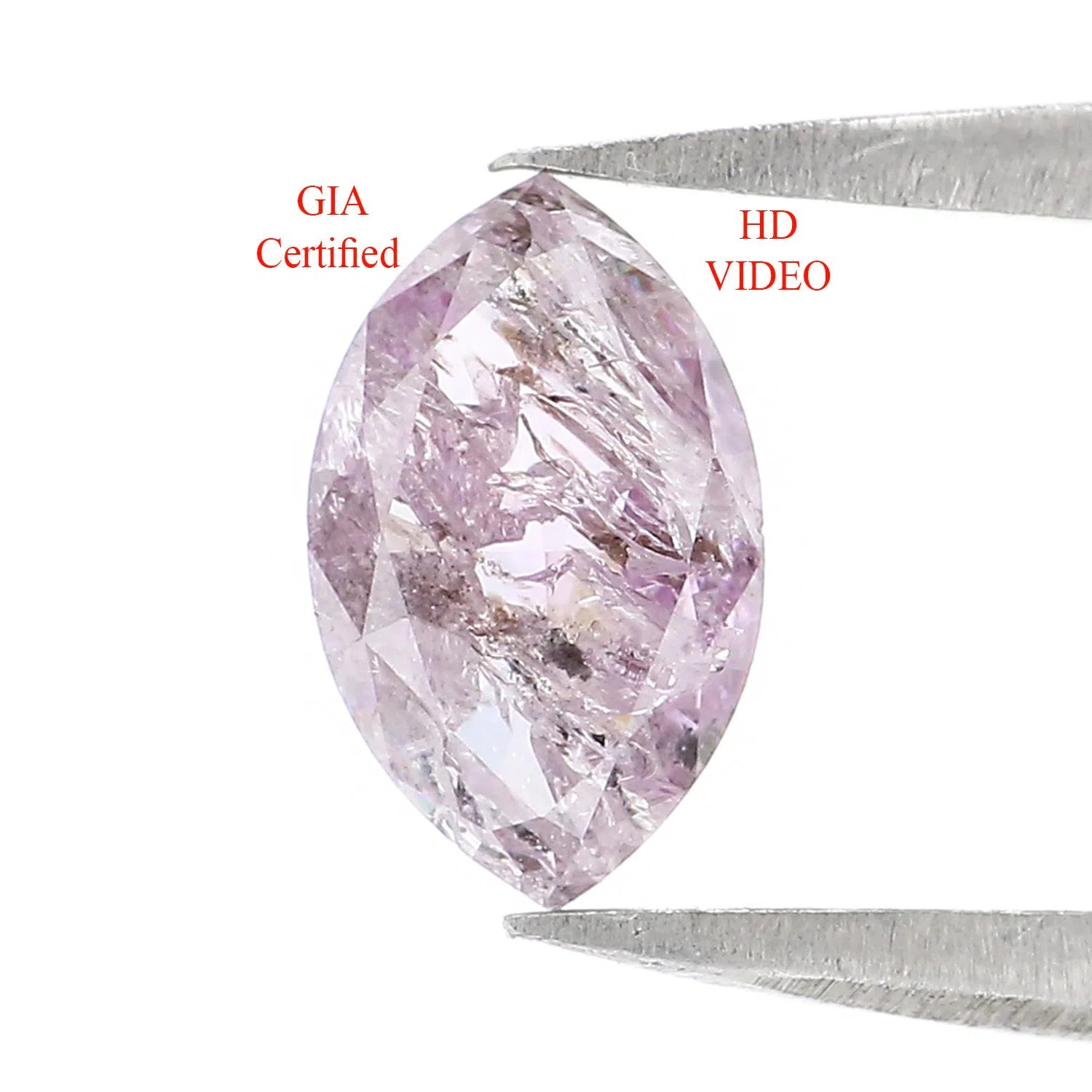 GIA Certified 0.53 Ct Natural Loose Marquise Modified Brilliant Cut Diamond 7.45 MM Fancy Grayish Pink-Purple Color Marquise Diamond QL6912