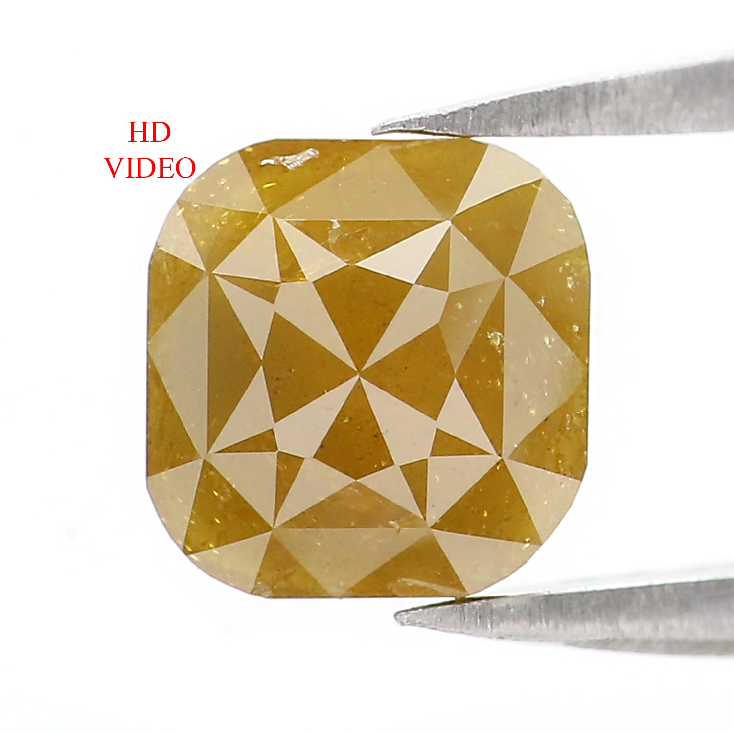 1.62 CT Natural Loose Cushion Shape Diamond Yellow Color Cushion Cut Diamond 6.70 MM Natural Yellow Diamond Cushion Rose Cut Diamond LQ7658