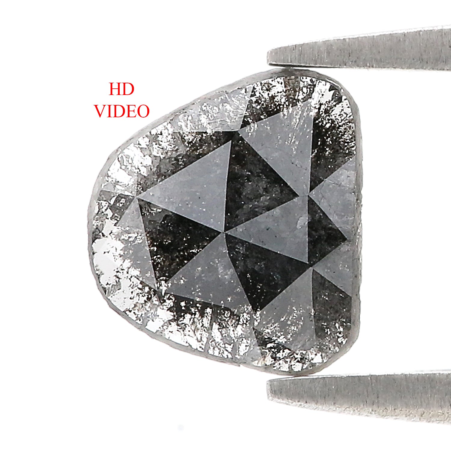 0.64 CT Natural Loose Slice Shape Diamond Salt And Pepper Slice Uncut Diamond 7.70 MM Natural Black Grey Slice Irregular Cut Diamond L3591