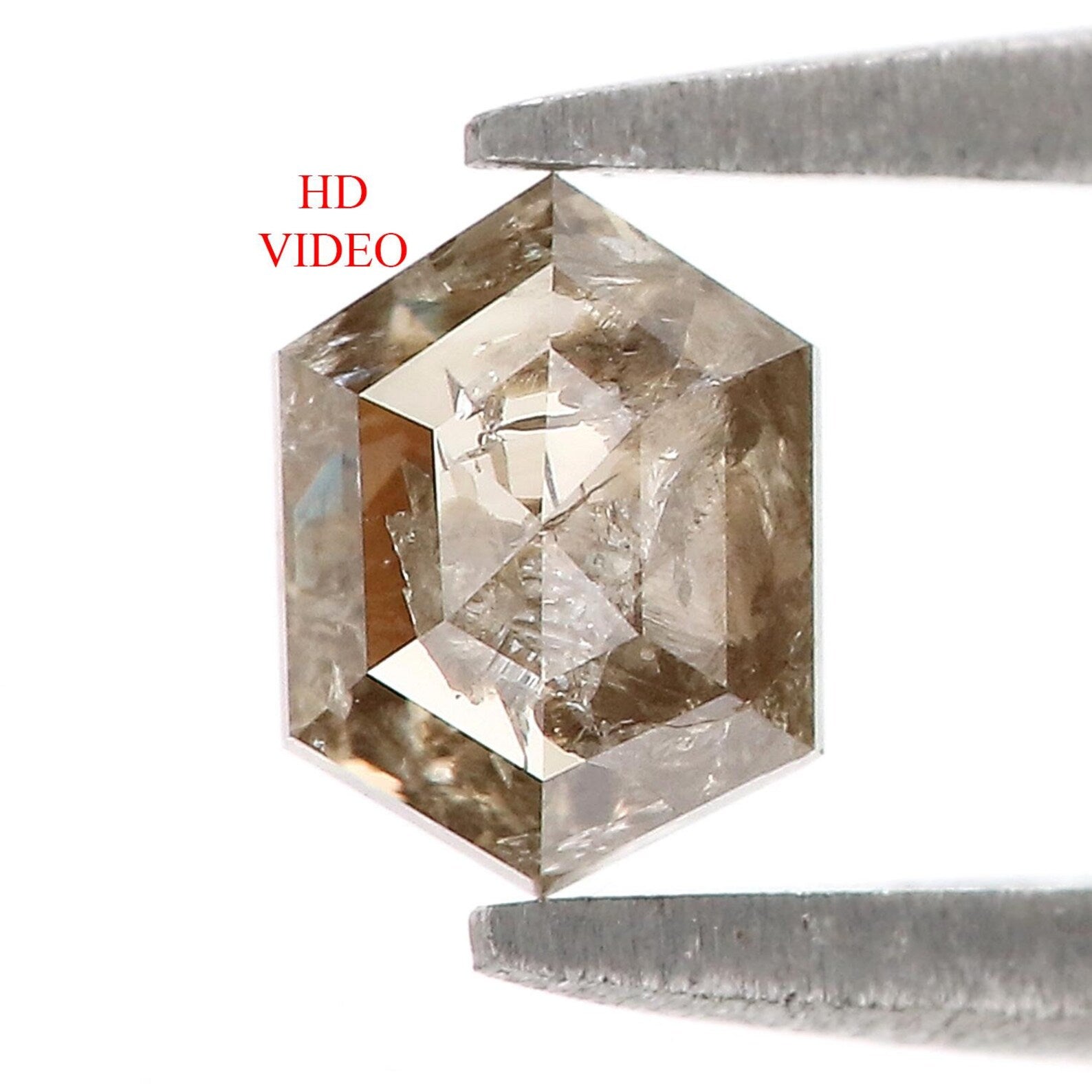 0.57 CT Natural Loose Hexagon Shape Diamond Salt And Pepper Hexagon Diamond 5.75 MM Natural Black Grey Color Hexagon Rose Cut Diamond QN534