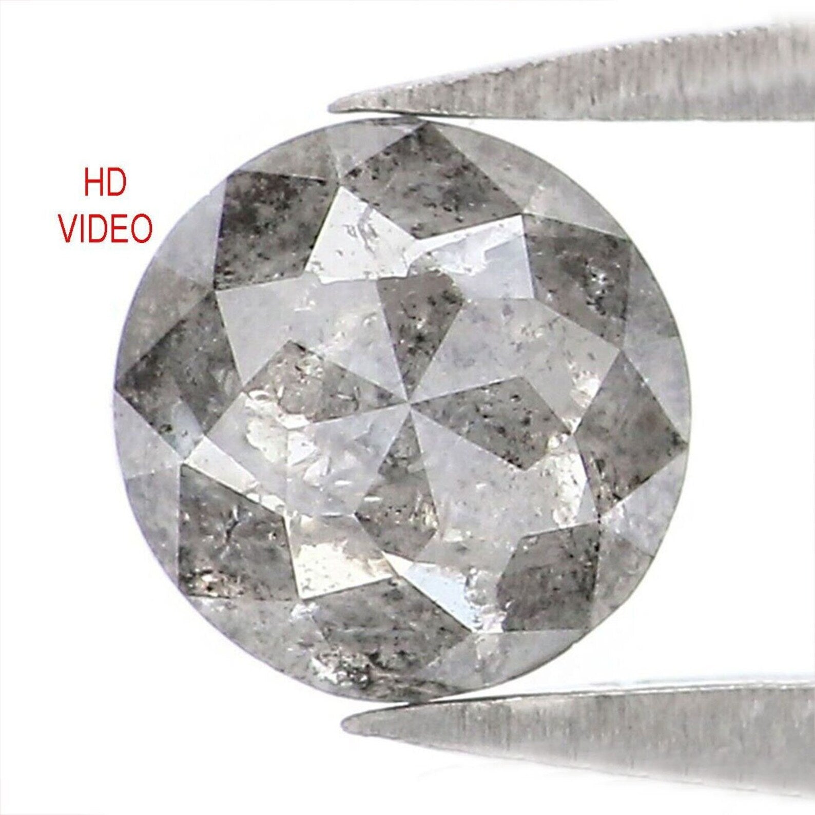 0.73 CT Natural Loose Round Rose Cut Salt And Pepper Diamond 5.40 MM Natural Black Grey Color Diamond Round Rose Cut Shape Diamond NQ2074