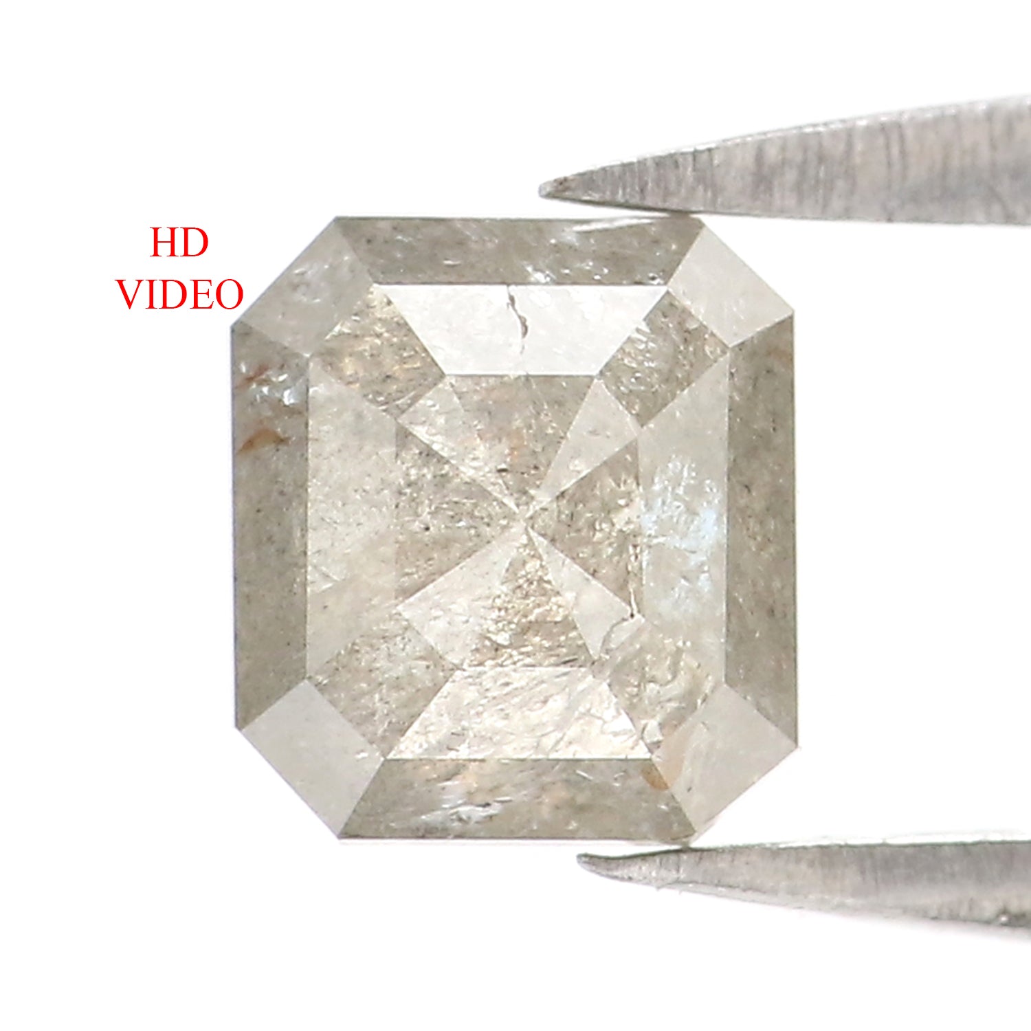 0.89 CT Natural Loose Emerald Shape Diamond Salt And Pepper Emerald Cut Diamond 5.70 MM Natural Black Grey Emerald Rose Cut Diamond KQ2676
