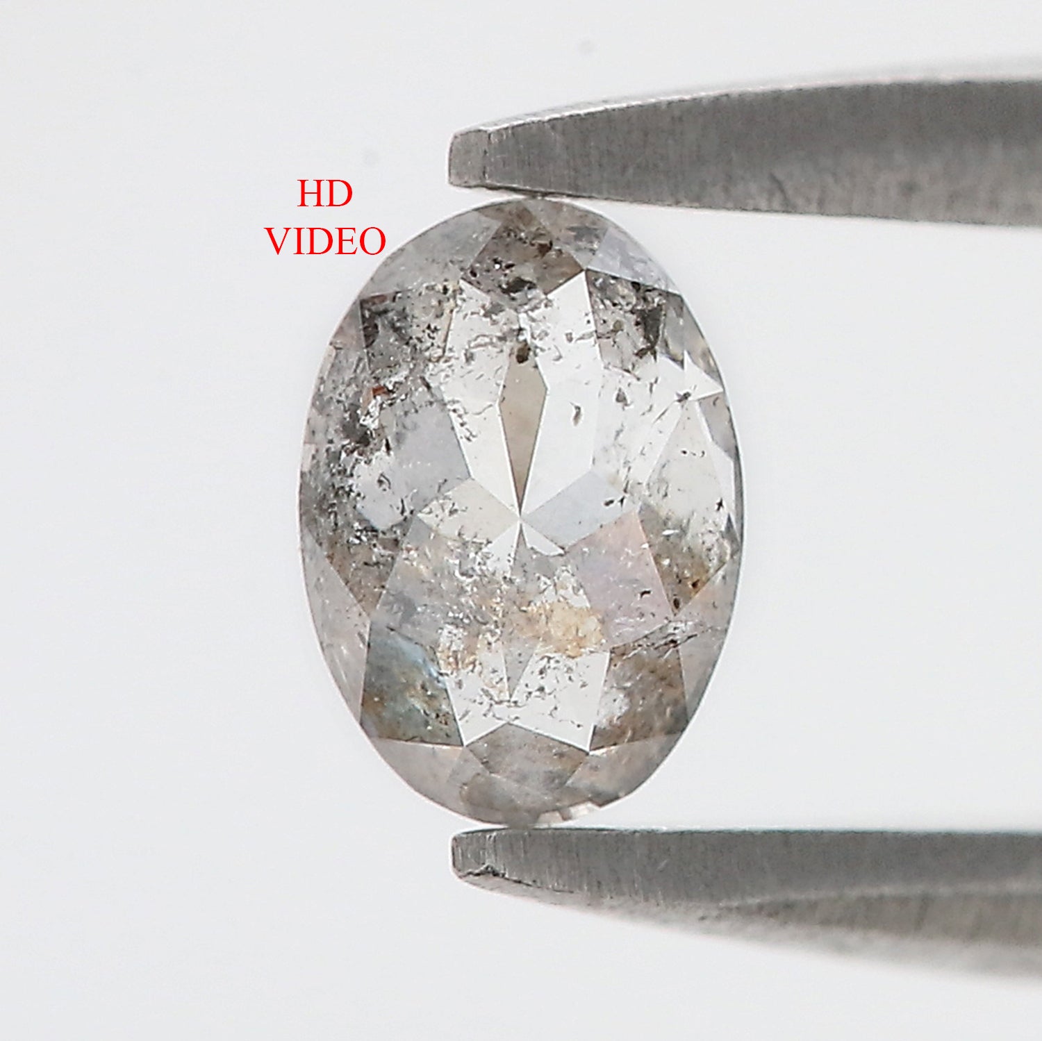 0.34 CT Natural Loose Oval Shape Diamond Salt And Pepper Oval Rose Cut Diamond 5.30 MM Black Grey Color Oval Shape Rose Cut Diamond KQ2281