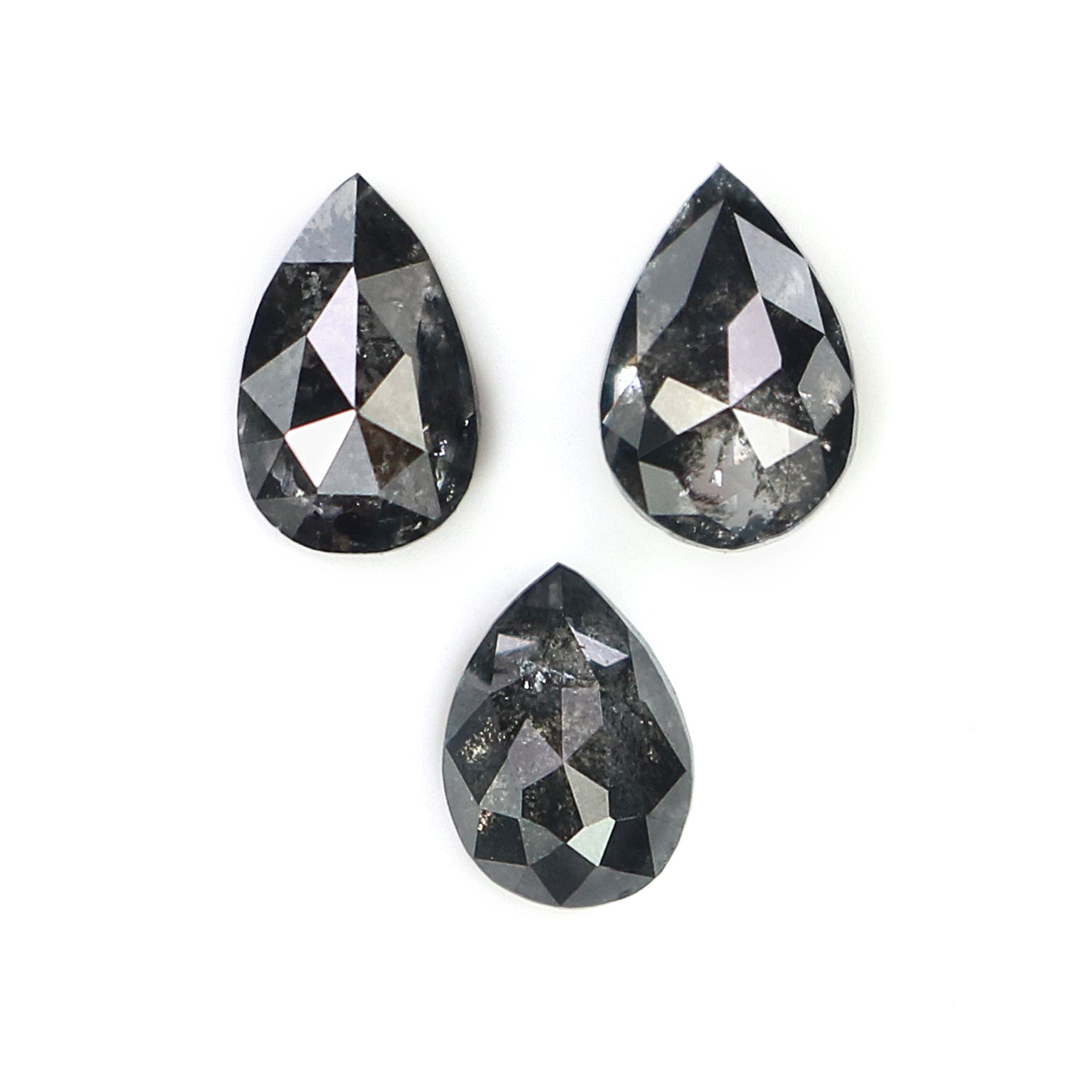 0.76 CT Natural Loose Pear Shape Diamond Salt And Pepper Pear Cut Diamond 4.65 MM Natural Black Grey Color Pear Shape Rose Cut Diamond L1980