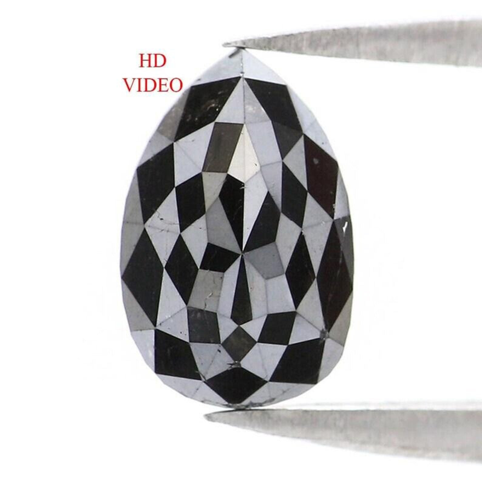 1.25 Ct Natural Loose Pear Shape Diamond Black Color Pear Cut Diamond 8.50 MM Natural Loose Diamond Black Color Pear Rose Cut Diamond NQ1931