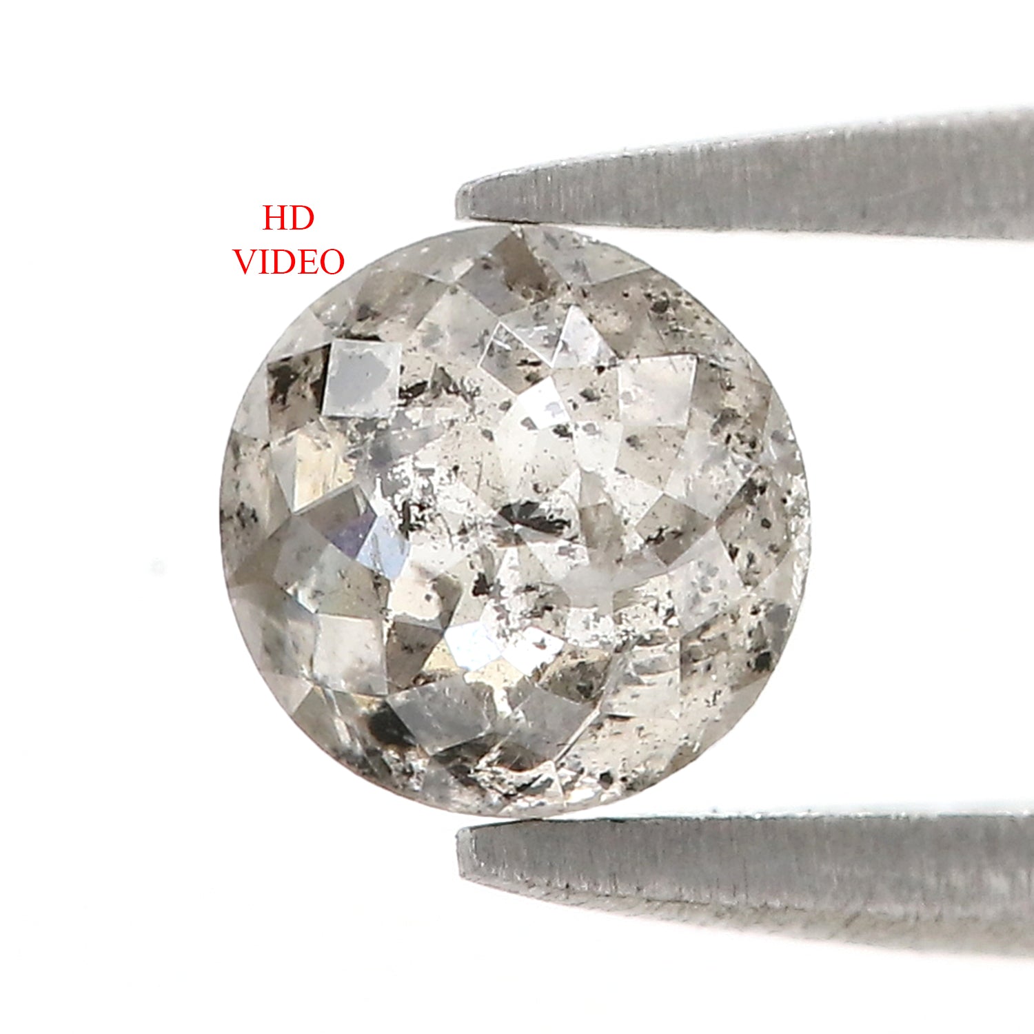 0.96 CT Natural Loose Round Rose Cut Diamond Salt And Pepper Round Diamond 5.70 MM Natural Loose Black Grey Color Rose Cut Diamond LQ9361