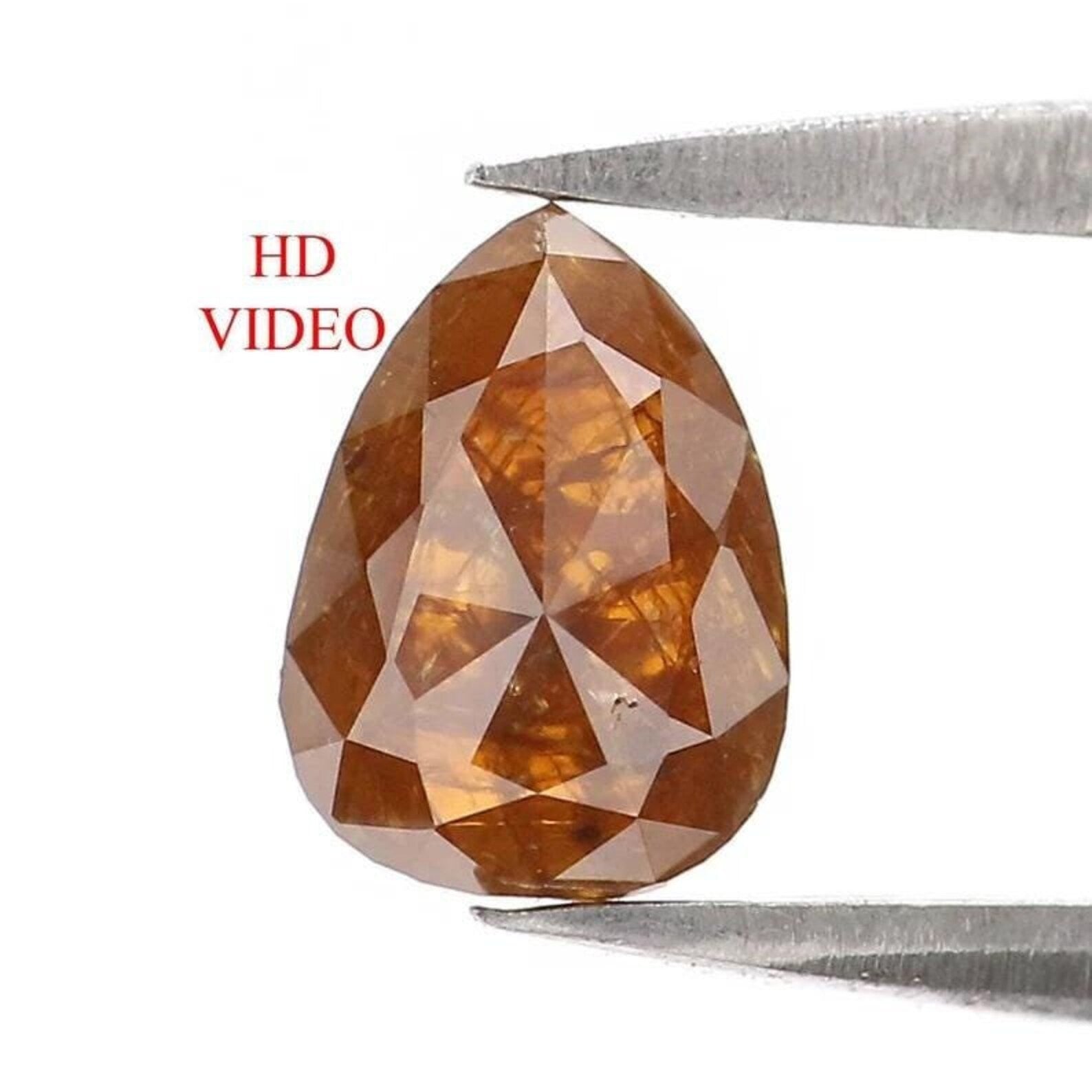 0.84 CT Natural Loose Pear Shape Diamond Brown Color Pear Diamond 6.95 MM Natural Loose Diamond Brown Color Pear Rose Cut Diamond NQ2369