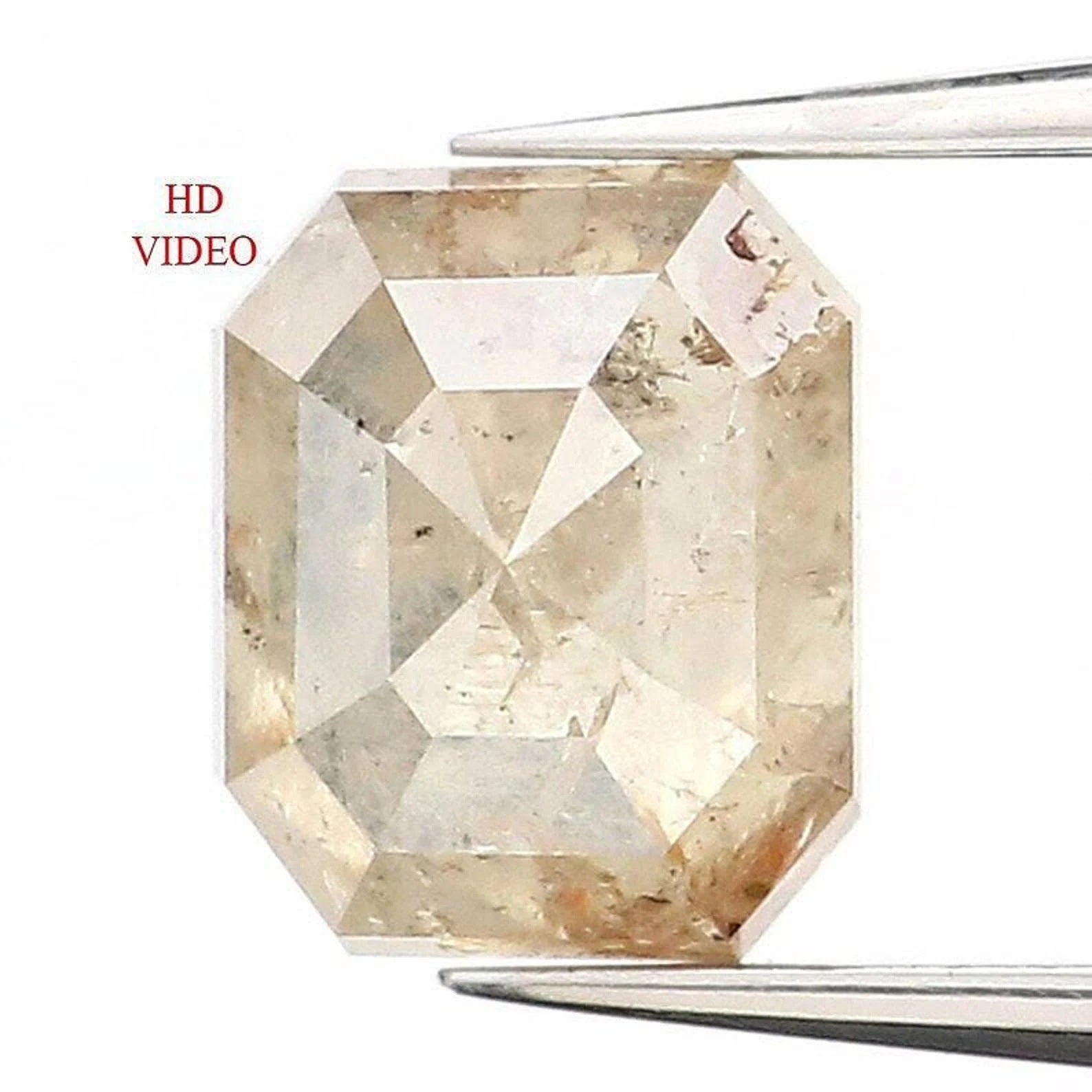 0.71 Ct Natural Loose Emerald Shape Diamond Grey Yellow Color Emerald Diamond 5.40 MM Natural Loose Diamond Emerald Rose Cut Diamond NQ447