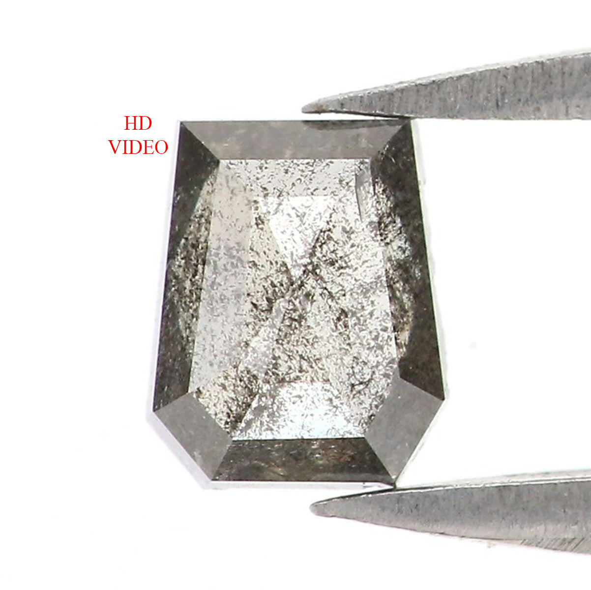 Natural Loose Coffin Salt And Pepper Diamond Black Grey Color 0.38 CT 4.70 MM Coffin Shape Rose Cut Diamond L8819