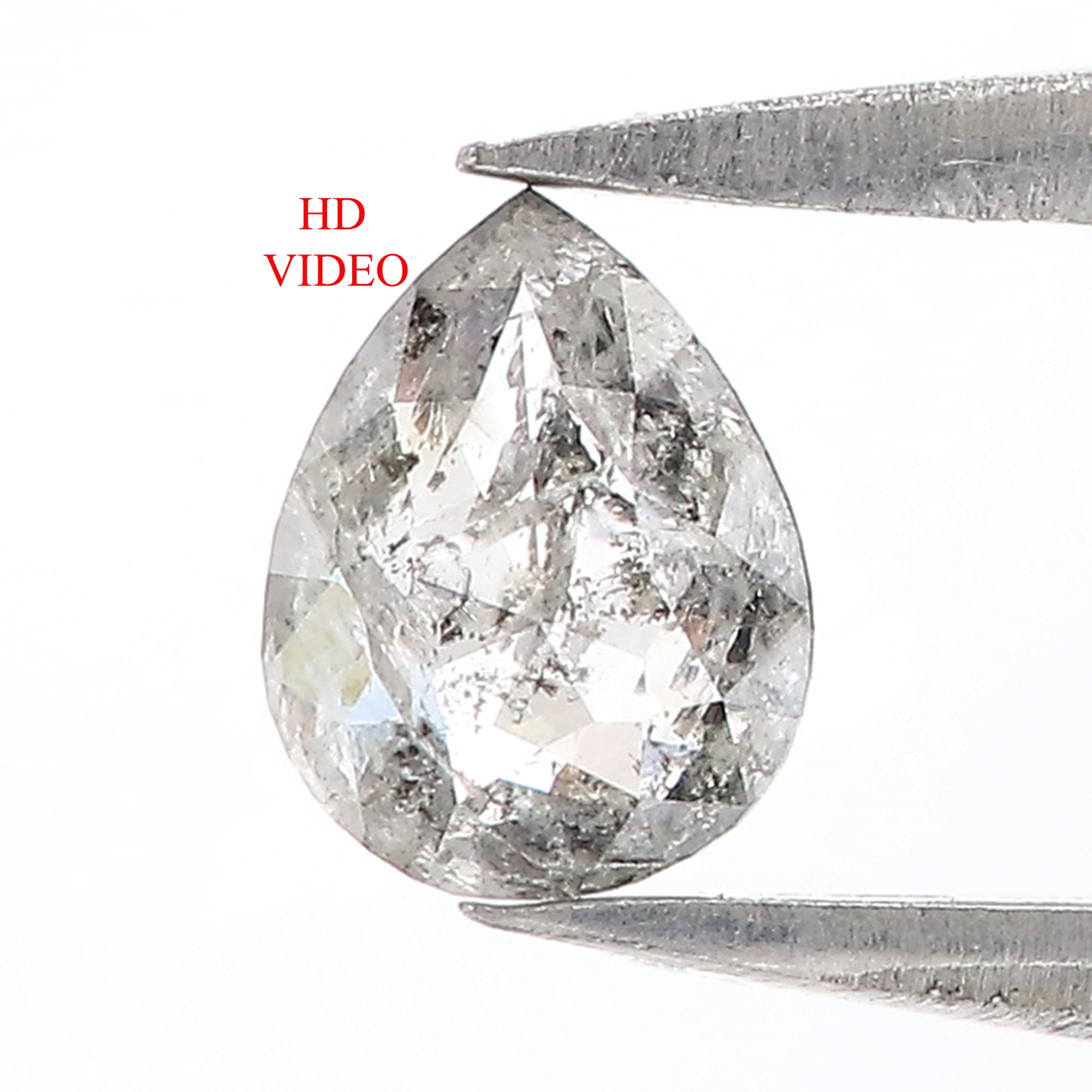 0.34 CT Natural Loose Pear Shape Diamond Salt And Pepper Pear Rose Cut Diamond 5.80 MM Natural Loose Black Grey Color Pear Diamond QL3127