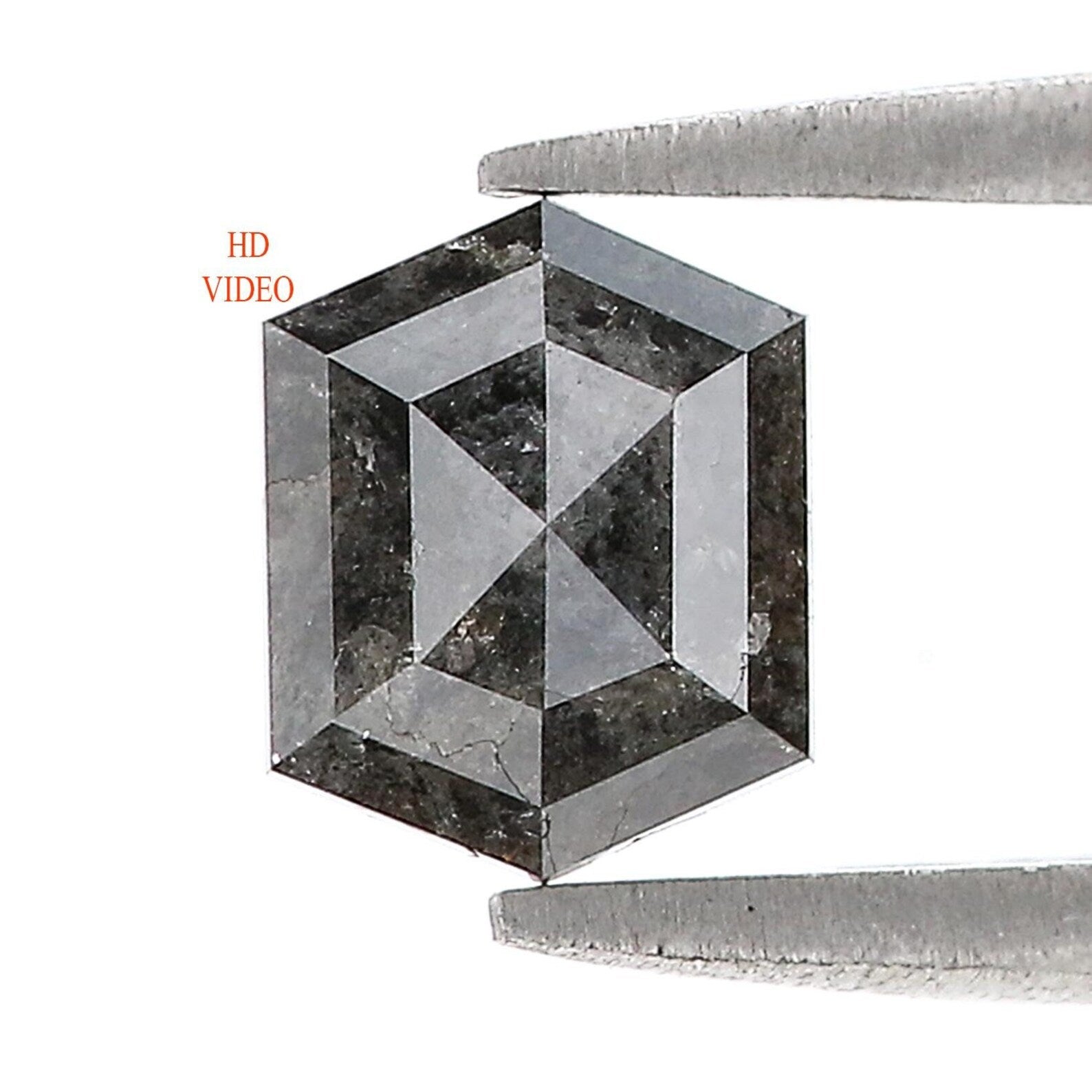 1.09 CT Natural Loose Hexagon Shape Diamond Black Color Hexagon Cut Diamond 7.05 MM Natural Diamond Black Hexagon Rose Cut Diamond QN1091