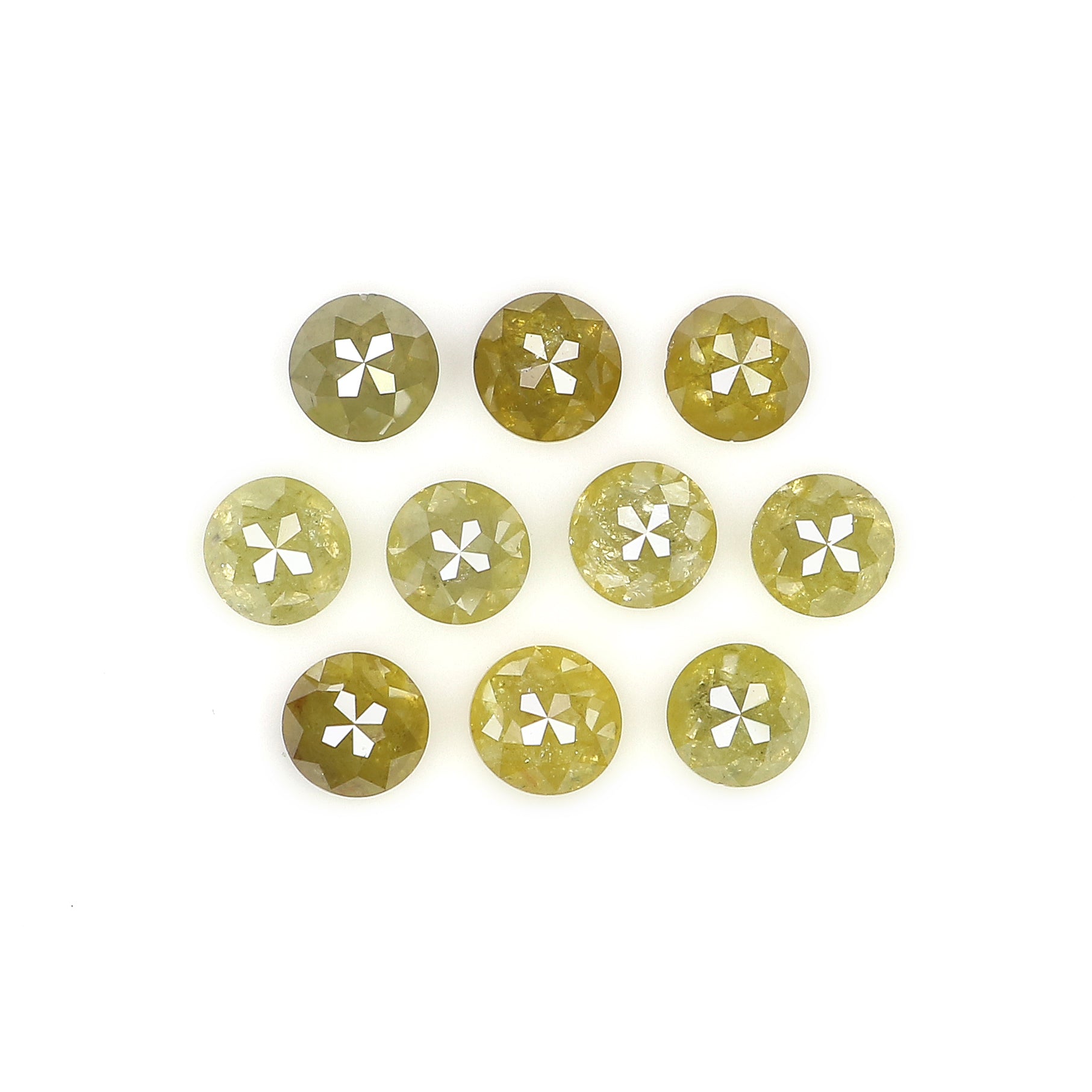 1.47 CT Natural Loose Round Rose Cut Diamond Green Color Round Shape Diamond 2.90 MM Natural Yellow Color Round Rose Cut Diamond LQ9243