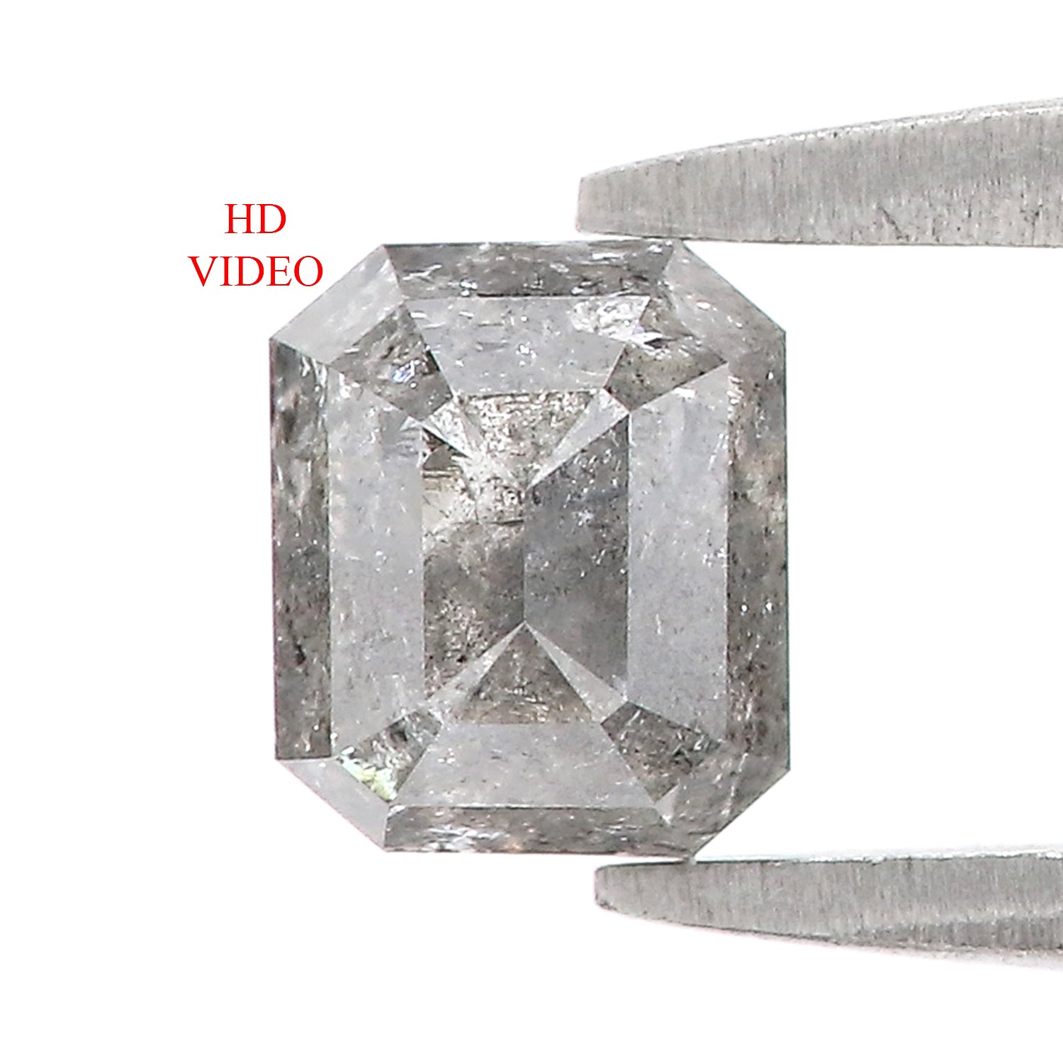0.89 CT Natural Loose Emerald Shape Diamond Salt And Pepper Emerald Cut Diamond 5.50 MM Natural Black Grey Emerald Rose Cut Diamond LQ1220