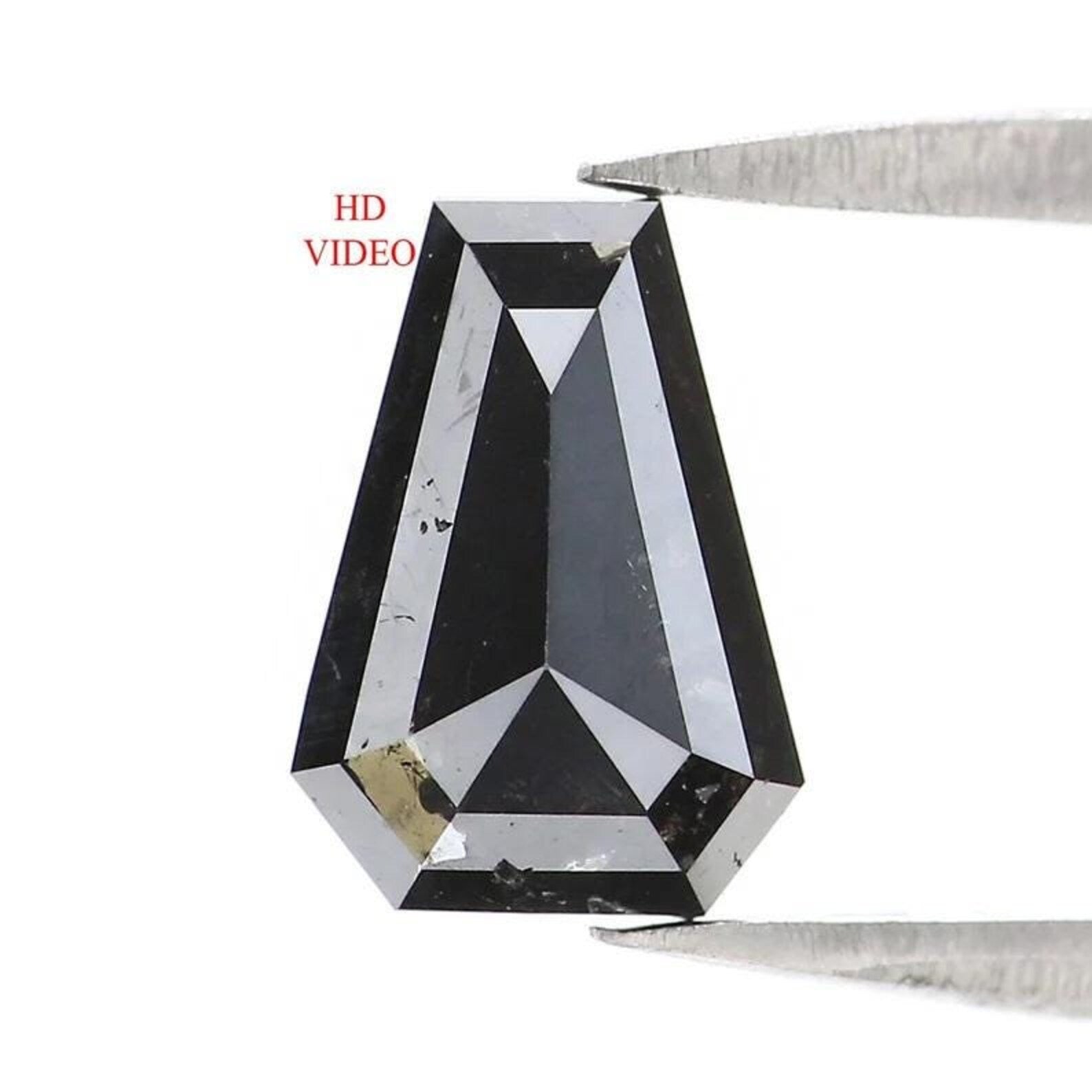 1.25 CT Natural Loose Coffin Shape Diamond Black Color Coffin Cut Diamond 8.40 MM Natural Loose Black Color Coffin Rose Cut Diamond NQ2475