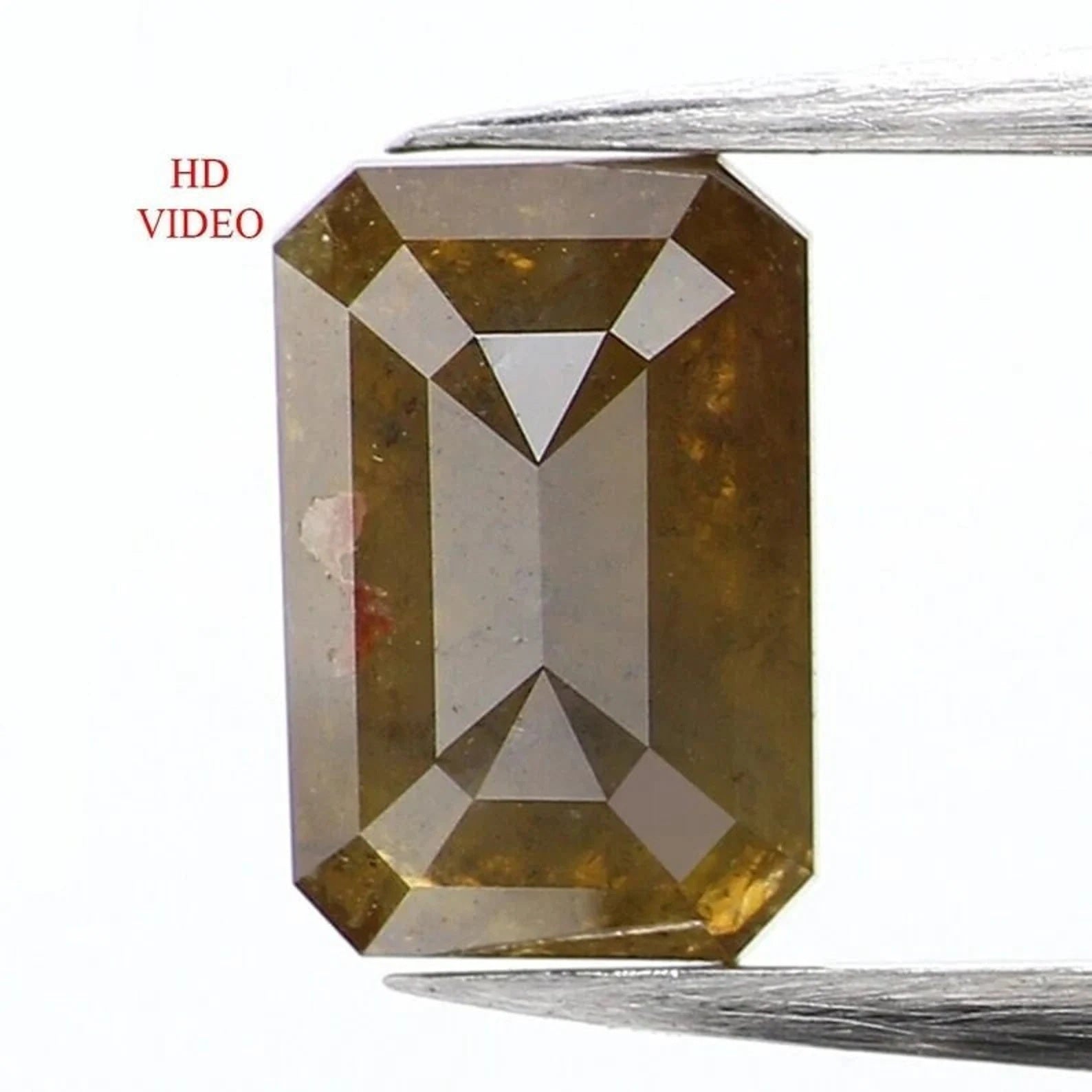 0.91 Ct Natural Loose Emerald Shape Diamond Salt And Pepper Emerald Diamond 6.80 MM Natural Black Grey Color Emerald Rose Cut Diamond NQ1071