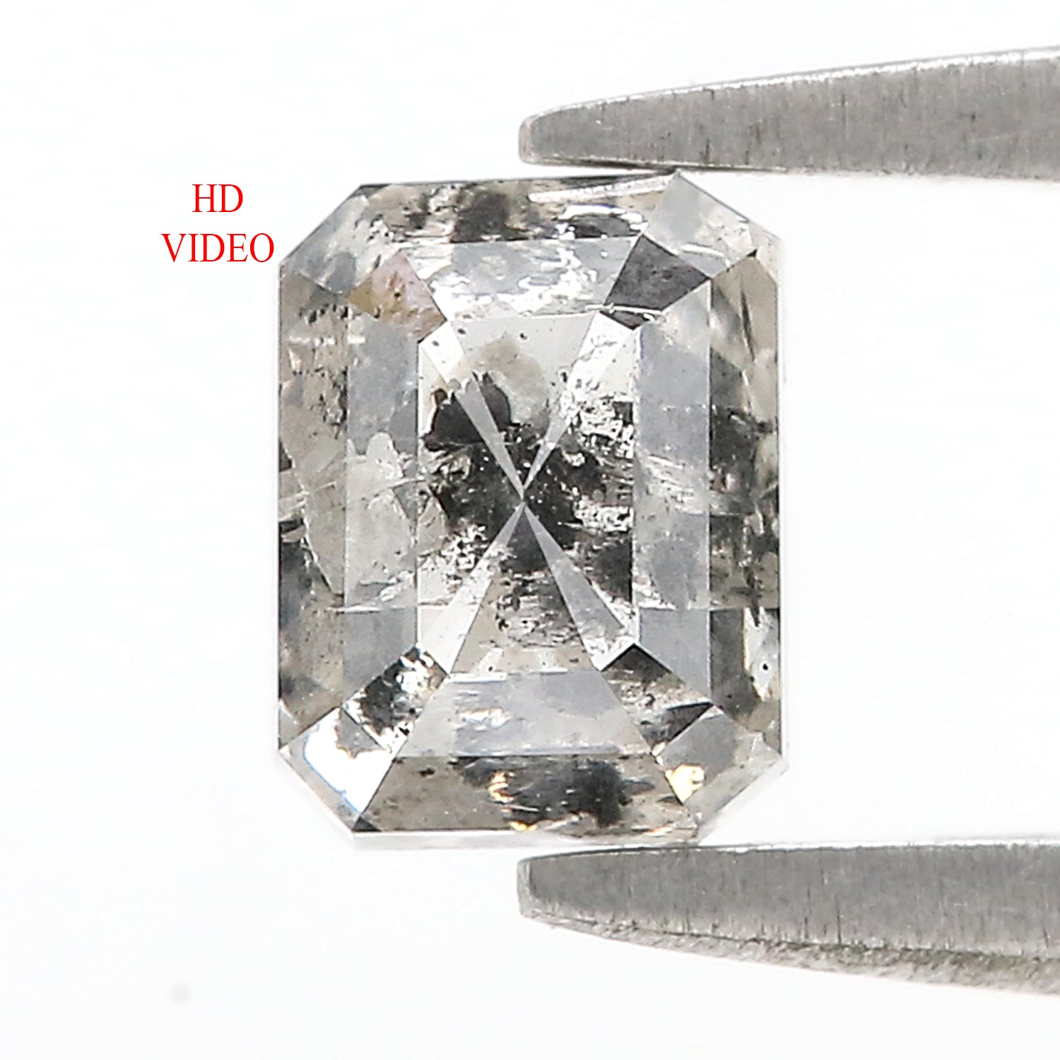 0.94 CT Natural Loose Emerald Shape Diamond Salt And Pepper Emerald Cut Diamond 5.90 MM Natural Black Grey Emerald Rose Cut Diamond QL9559