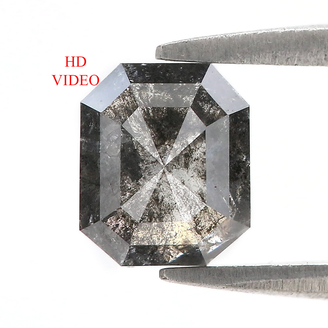 1.70 CT Natural Loose Emerald Cut Diamond Salt And Pepper Emerald Diamond 7.20 MM Natural Loose Black Grey Color Emerald Cut Diamond QL187