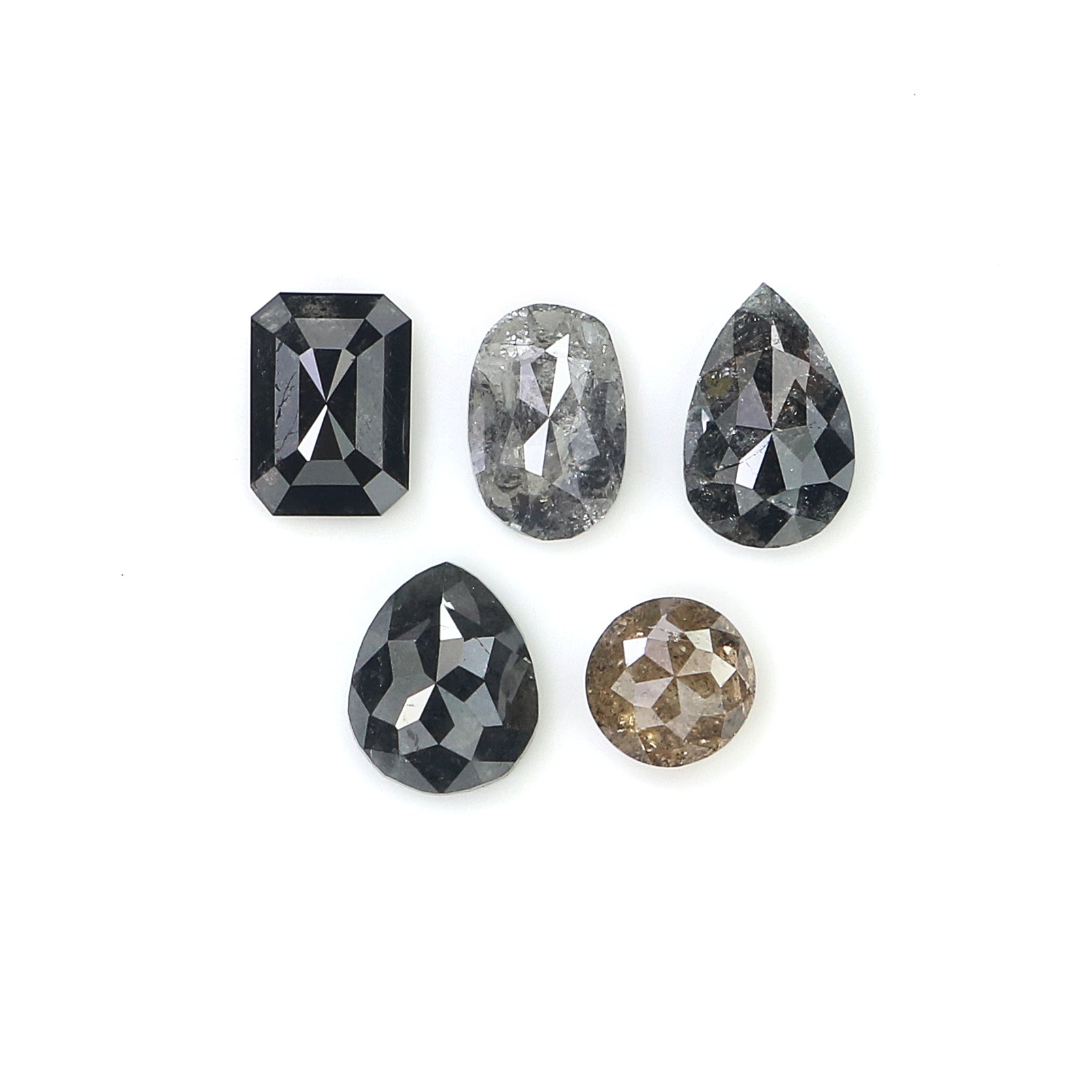 1.64 Ct Natural Loose Mix Shape Diamond Salt And Pepper Mix Shape Diamond 3.70 MM Natural Black Grey Color Mix Shape Rose Cut Diamond N1485