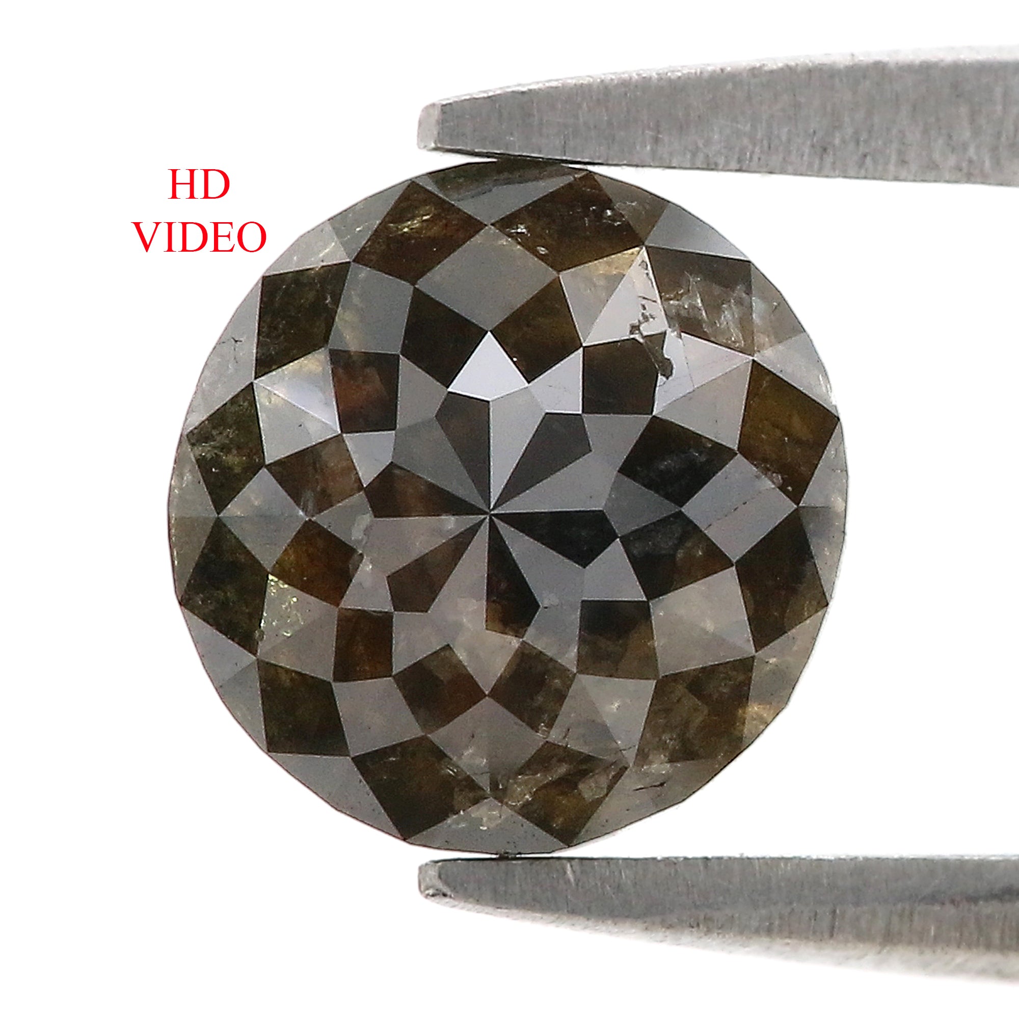 Natural Round Black Color Diamond 1.51 CT Loose Round Rose Cut Brown Color Stone 7.23 MM Rustic Diamond For Custom Engagement Ring L3685