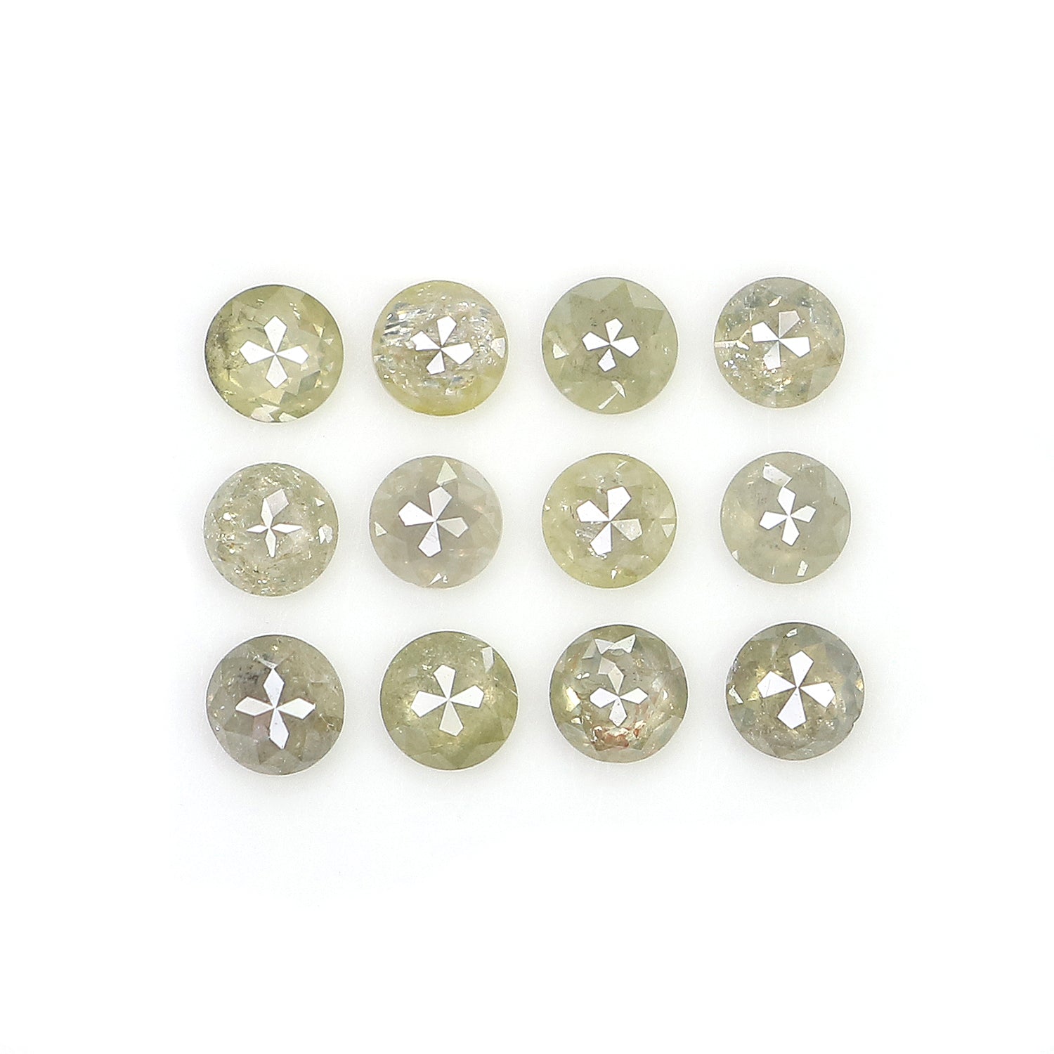 1.65 CT Natural Loose Round Rose Cut Diamond Grey Color Round Shape Diamond 3.05 MM Natural Loose Green Color Round Rose Cut Diamond KQ950
