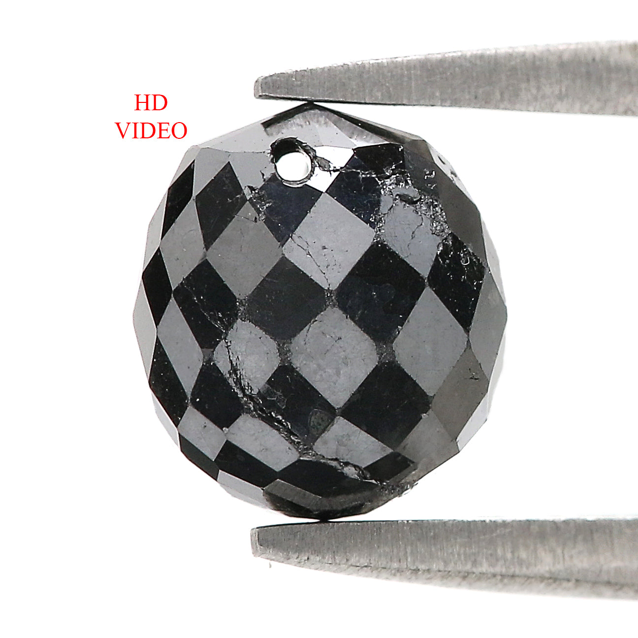 2.99 Ct Natural Loose Briolette Shape Diamond Black Color Drop Diamond 7.50 MM Natural Loose Black Color Briolette Rose Cut Diamond KQ1191