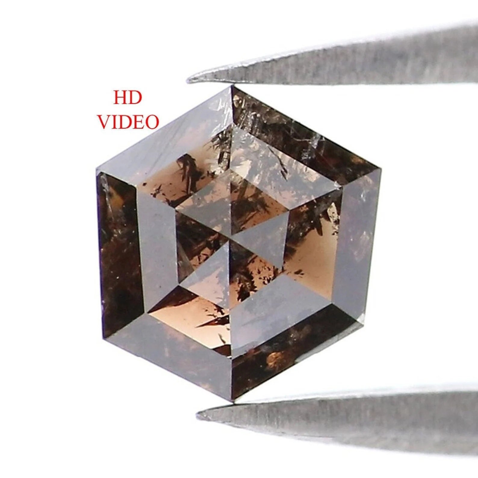 0.75 CT Natural Loose Hexagon Shape Diamond Brown Color Hexagon Diamond 5.30 MM Natural Loose Brown Hexagon Shape Rose Cut Diamond NQ8112