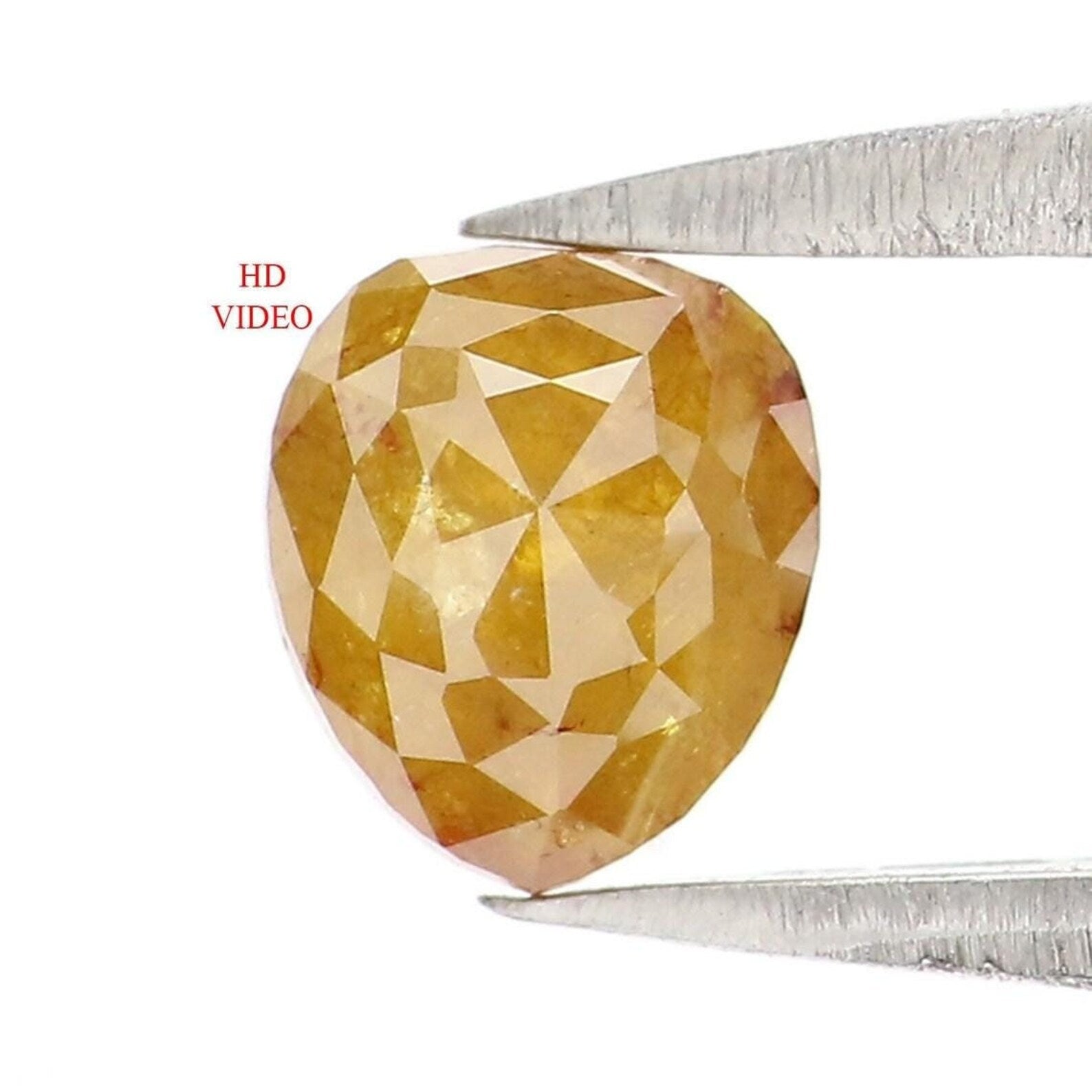 0.77 CT Natural Loose Heart Shape Diamond Yellow Color Heart Cut Diamond 5.65 MM Natural Loose Yellow Color Heart Rose Cut Diamond NQ2387