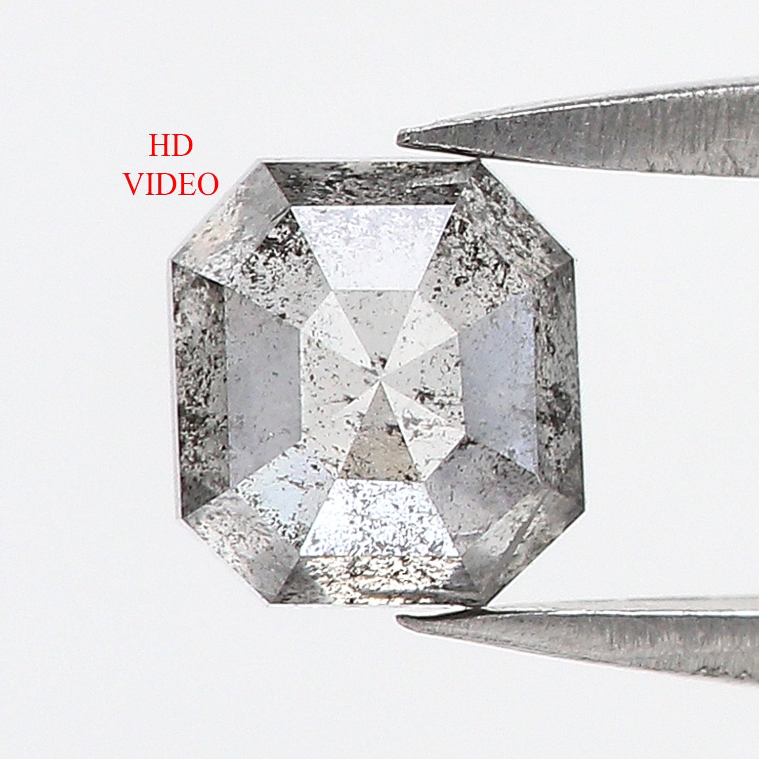 1.05 Ct Natural Loose Emerald Shape Diamond Salt And Pepper Diamond 5.60 MM Natural Diamond Black Grey Color Emerald Rose Cut Diamond QL3062